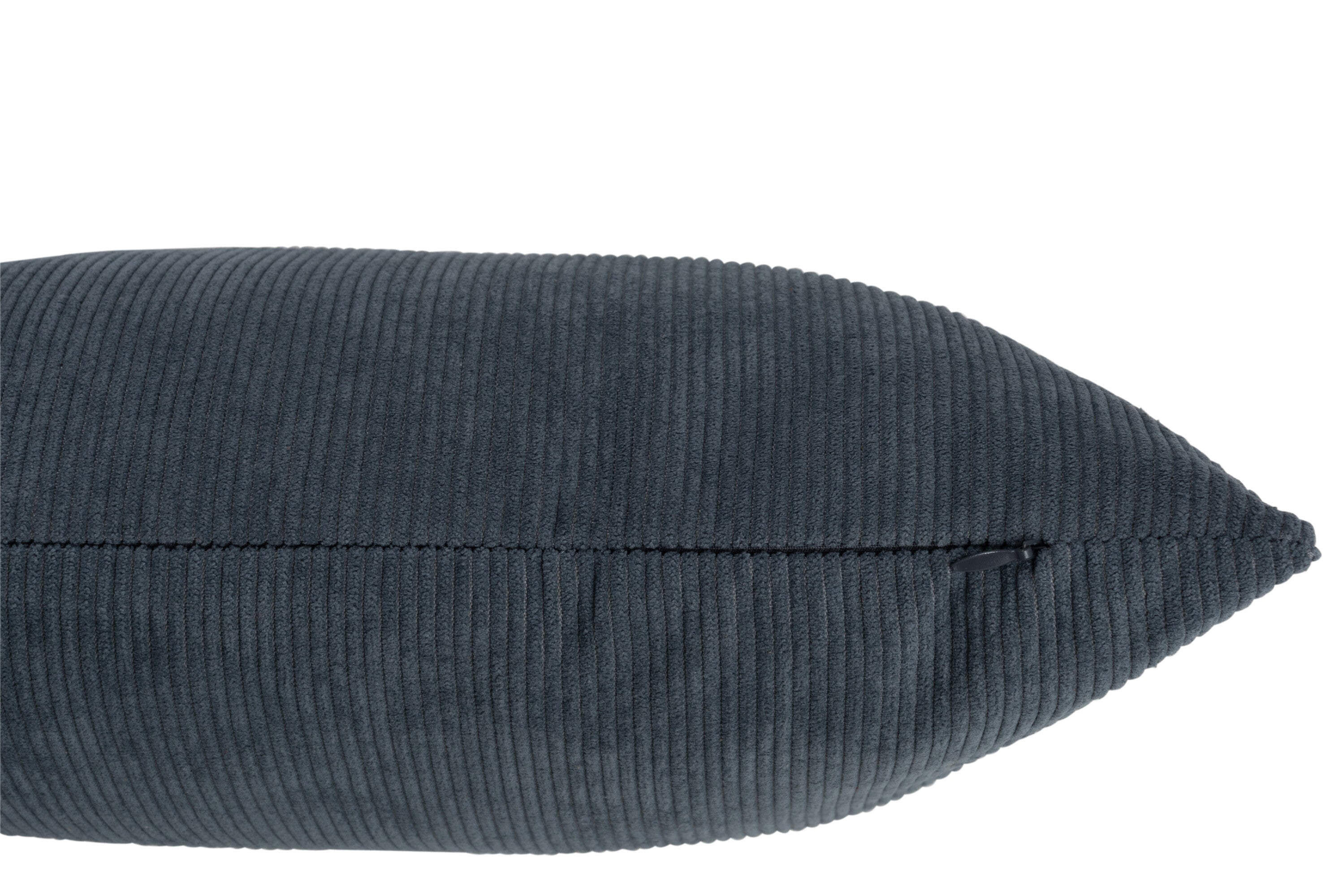 J-Line kussen Rib Vierkant - fluweel - grijsblauw