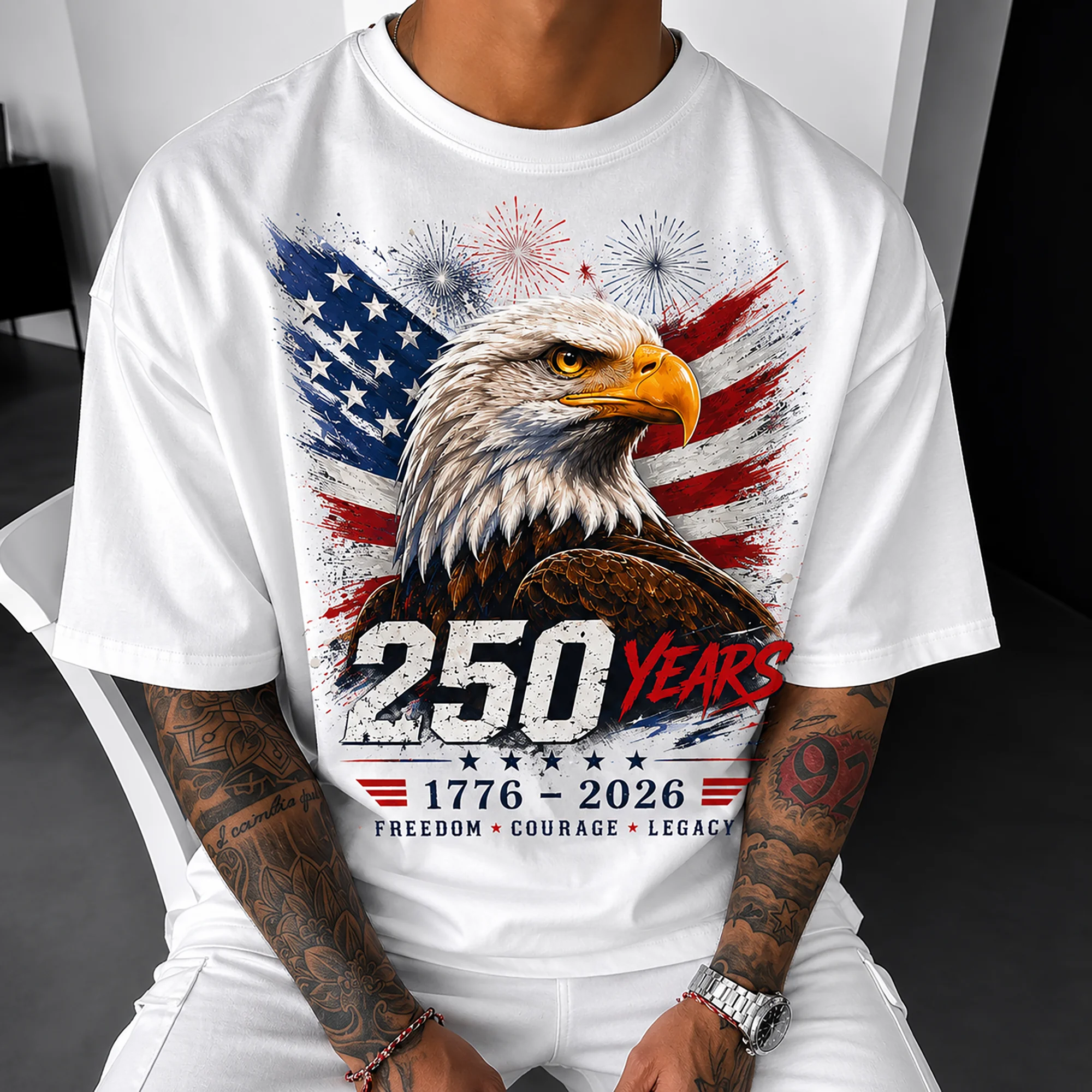 American 250th USA Patriotic 4th of July T-Shirt TeeThreads Sustain the Scene with Custom Apparel