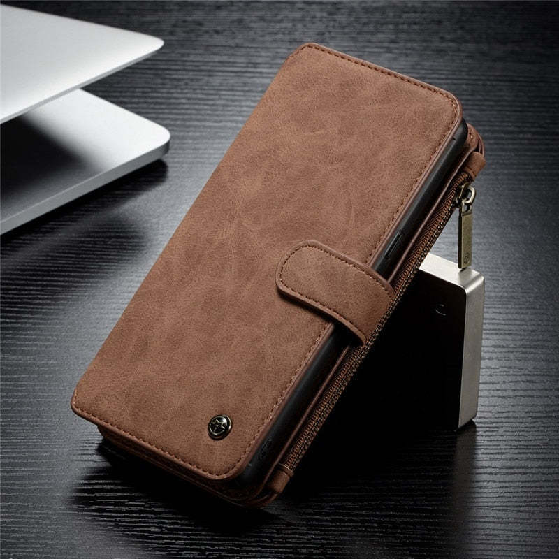 Genuine Leather Wallet Case with Flip Cover for iPhone