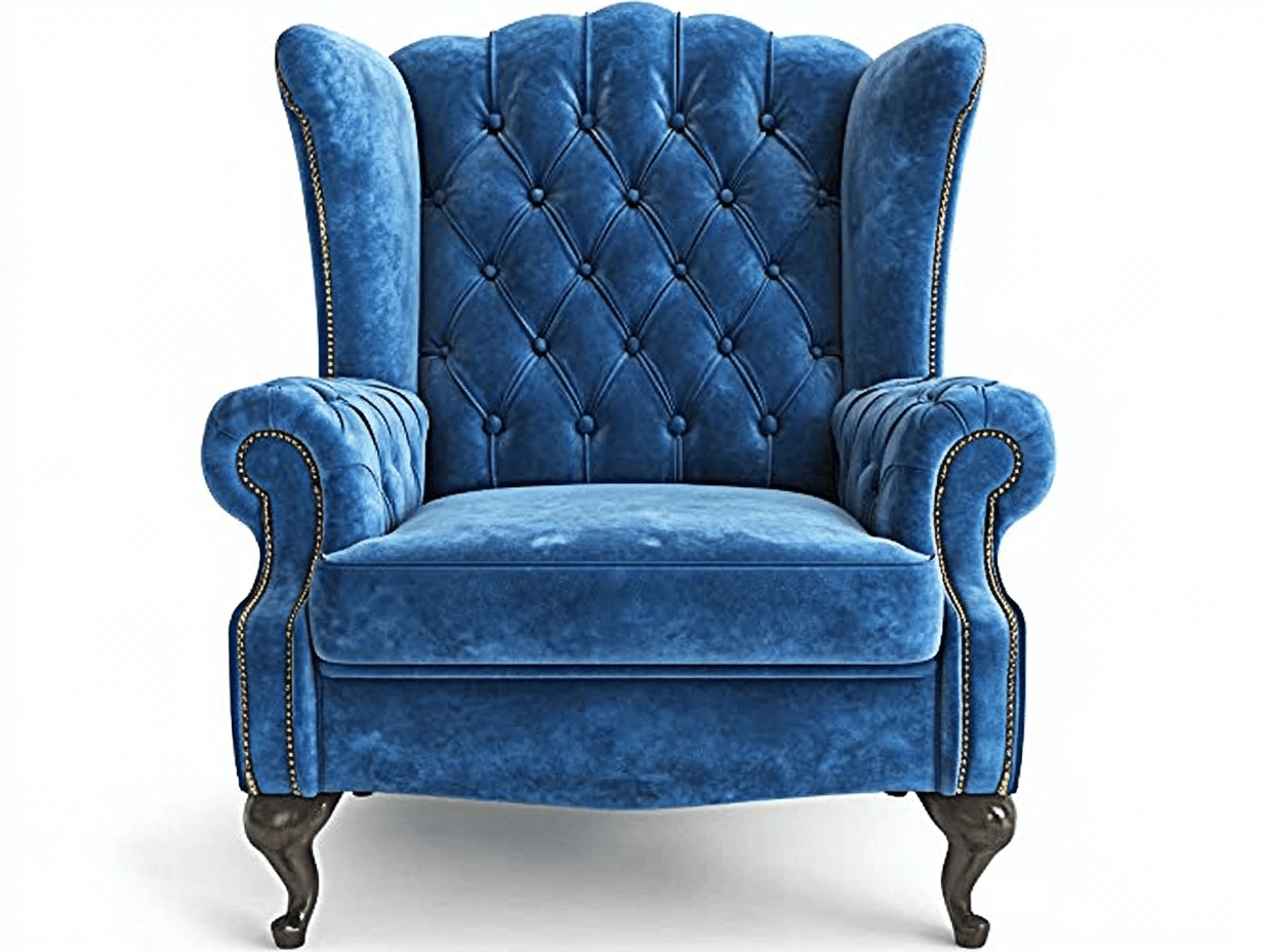 Sillón de ala azul con tela de terciopelo - Terciopelo - Madera - Estilo clásico