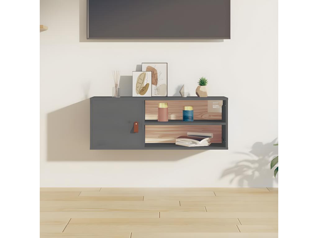 Armario de pared de madera maciza de pino gris 80x30x30 cm