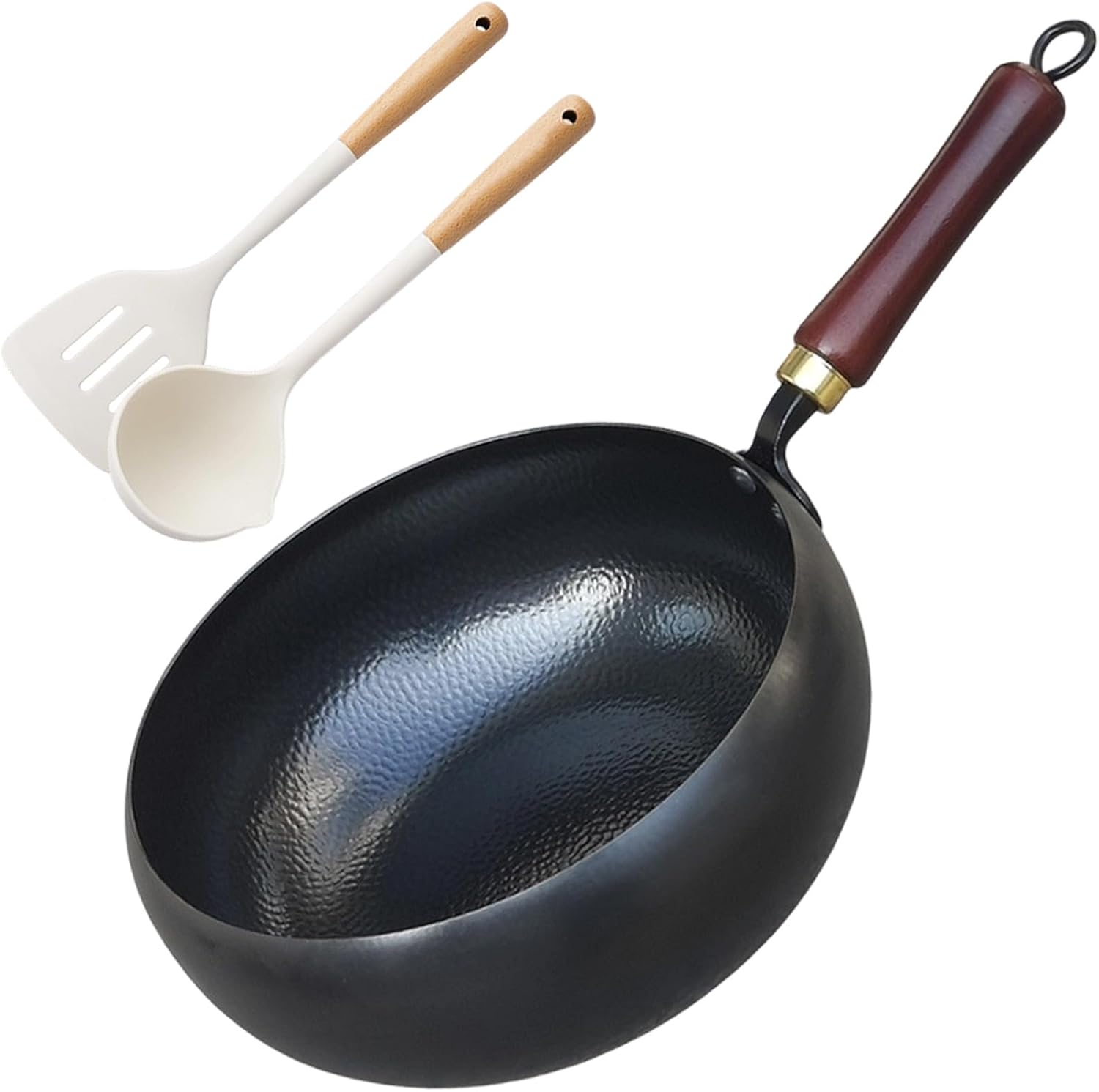 Uncoated Thick Iron Pot, Japanese Cast Iron Pot, Multifunctional Non-Stick Cast Iron Wok with Lid, Fry, Stir-Fry, Deep-Fry & Stew — For Electric, Induction & Gas Stoves (With Lid, 10.24in)