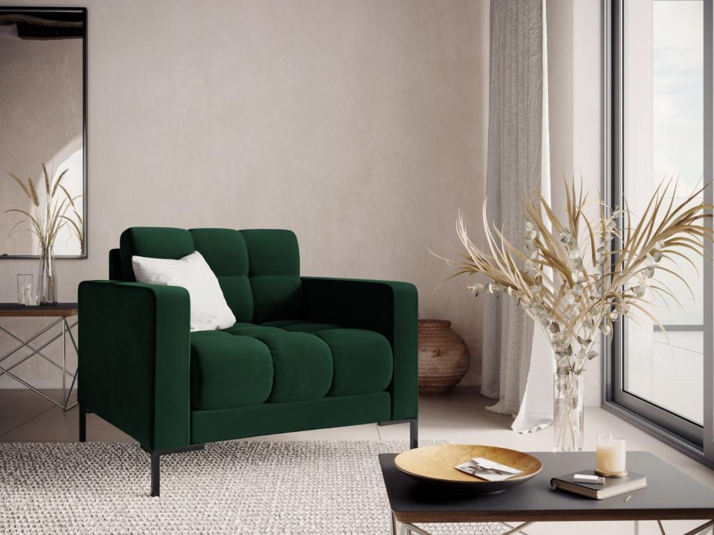 Sillón Nestleano de terciopelo verde botella - 87x92x75cm