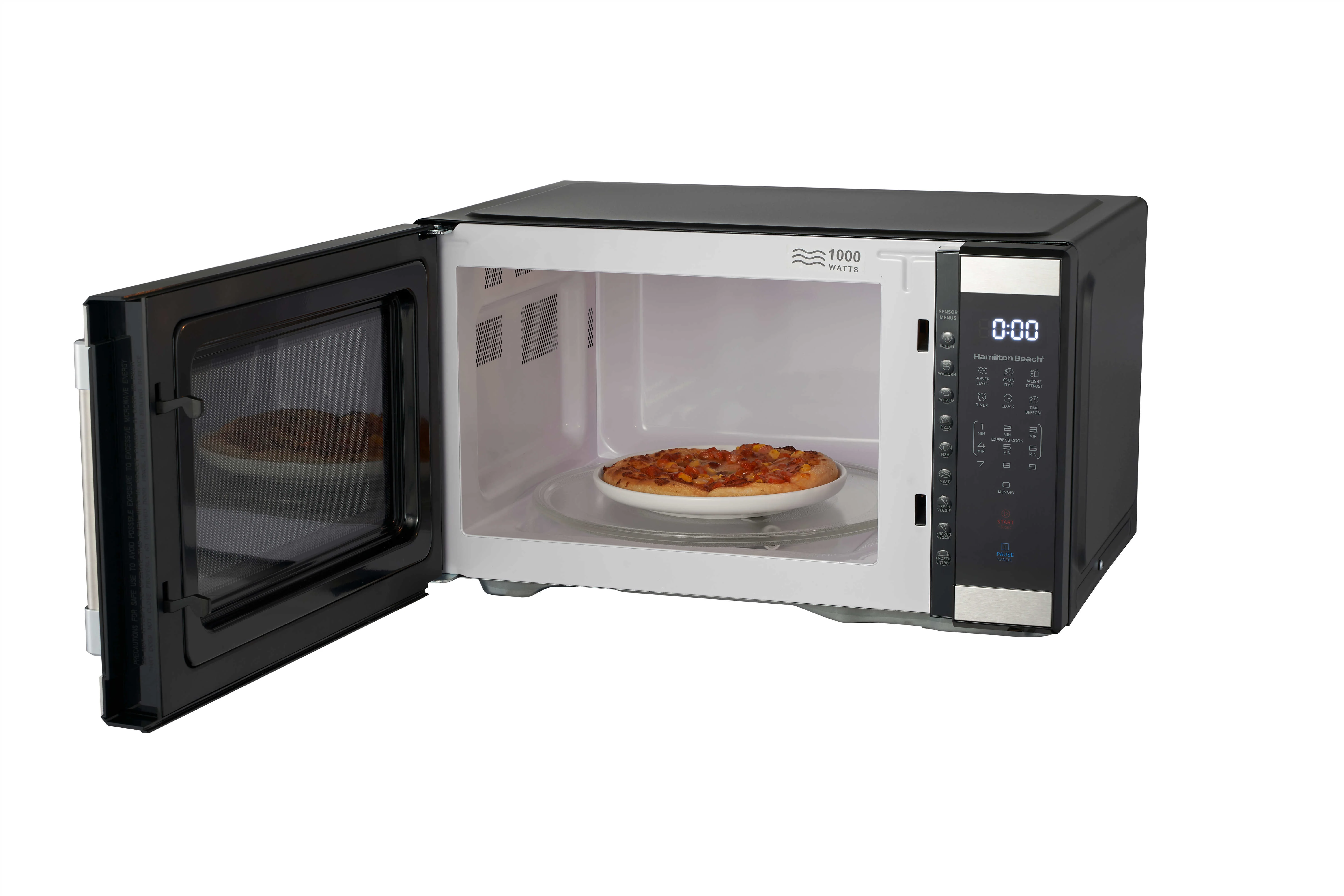 Hamilton Beach 1.1 Cu. Ft. Countertop Microwave Oven, 1000 Watts, White Stainless Steel