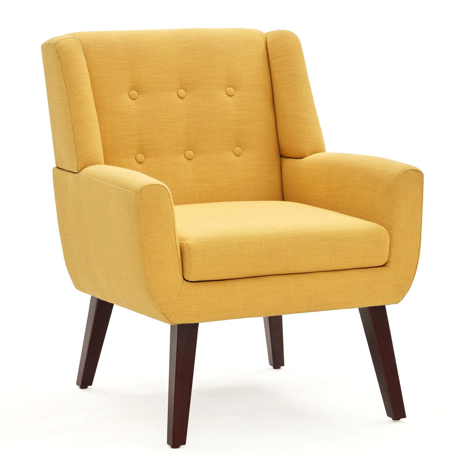 HUIMO Accent Chair, Button-Tufted Upholstered Living Room Chairs, Mid Century Modern Comfy Reading Chairs for Bedroom, Living Room, Beige - Image 12