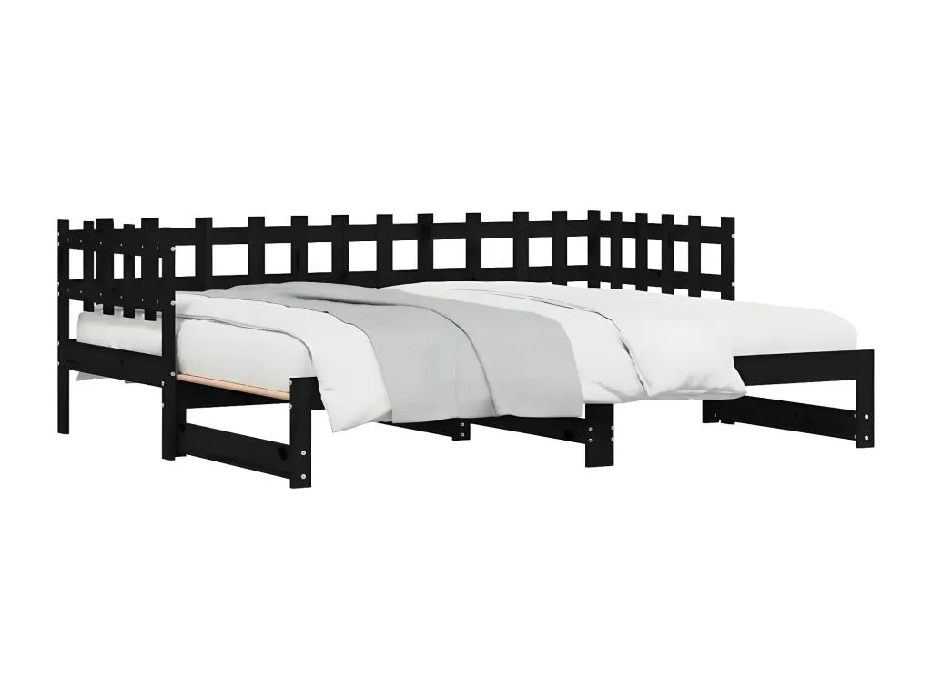 Sofá cama extraíble Patriciabaezcasa maciza de Patriciabaezcasa negro 2x(90x200) cm