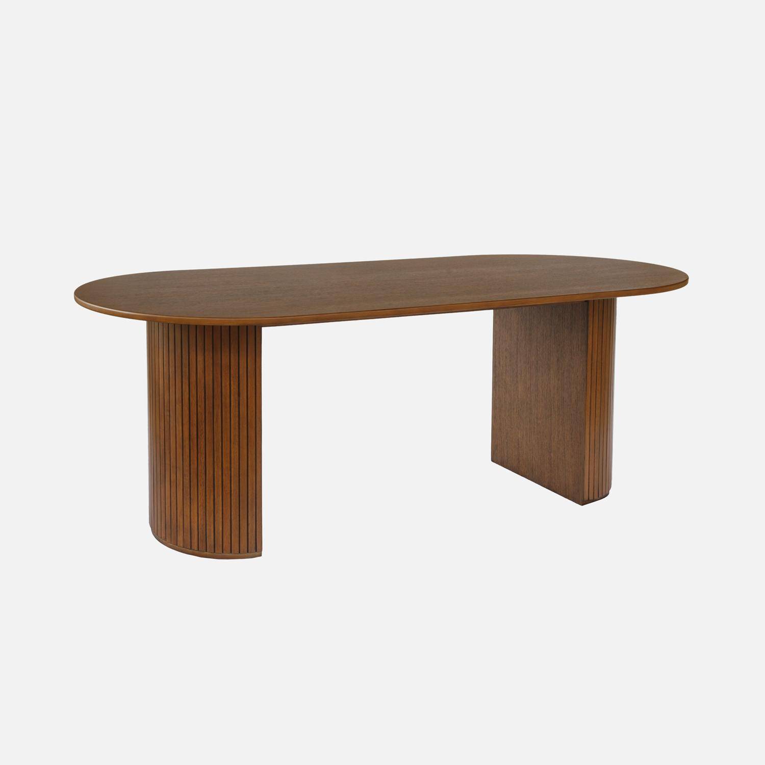 Esteban - Mesa de comedor oblonga de madera de hevea y chapa de roble de 6 a 8 plazas