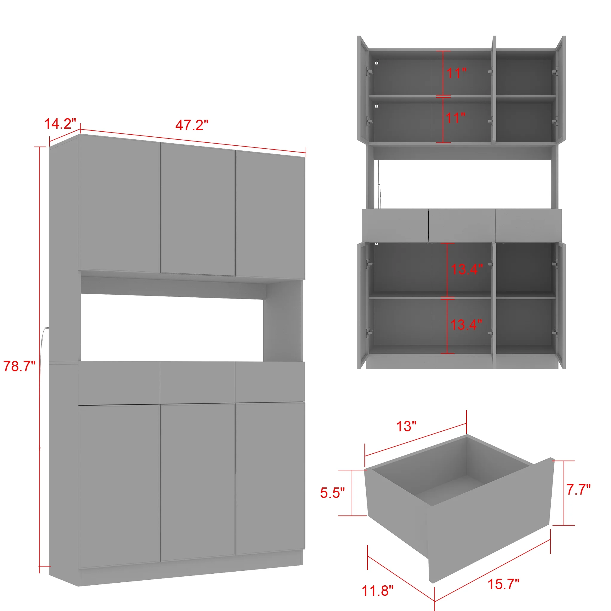 KULAGAGA Bookcases Organizer with LED Lights, Heavy Duty Display Cabinet with Glass Door for Living Room, 31.5" Wide - Image 12
