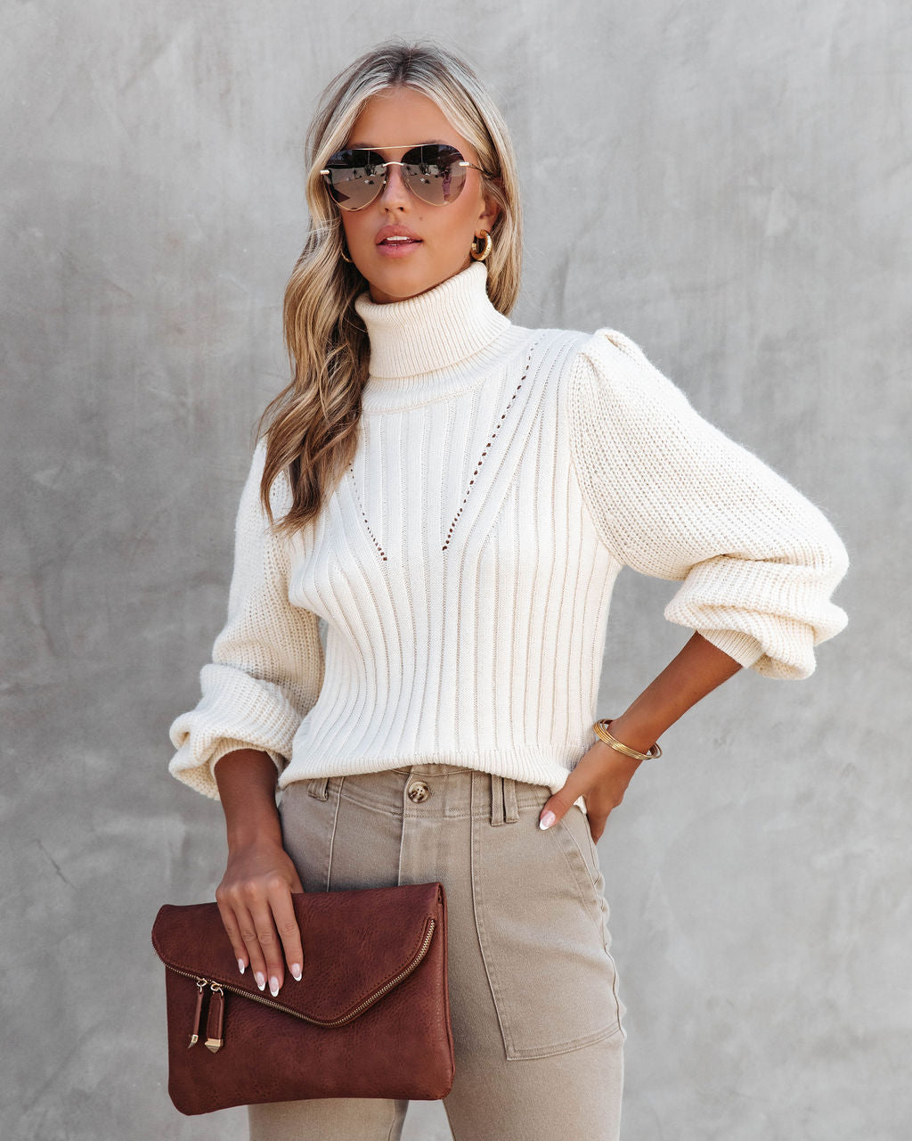 Charlene Knit Turtleneck Sweater - Ivory - FINAL SALE - Se7enfashion