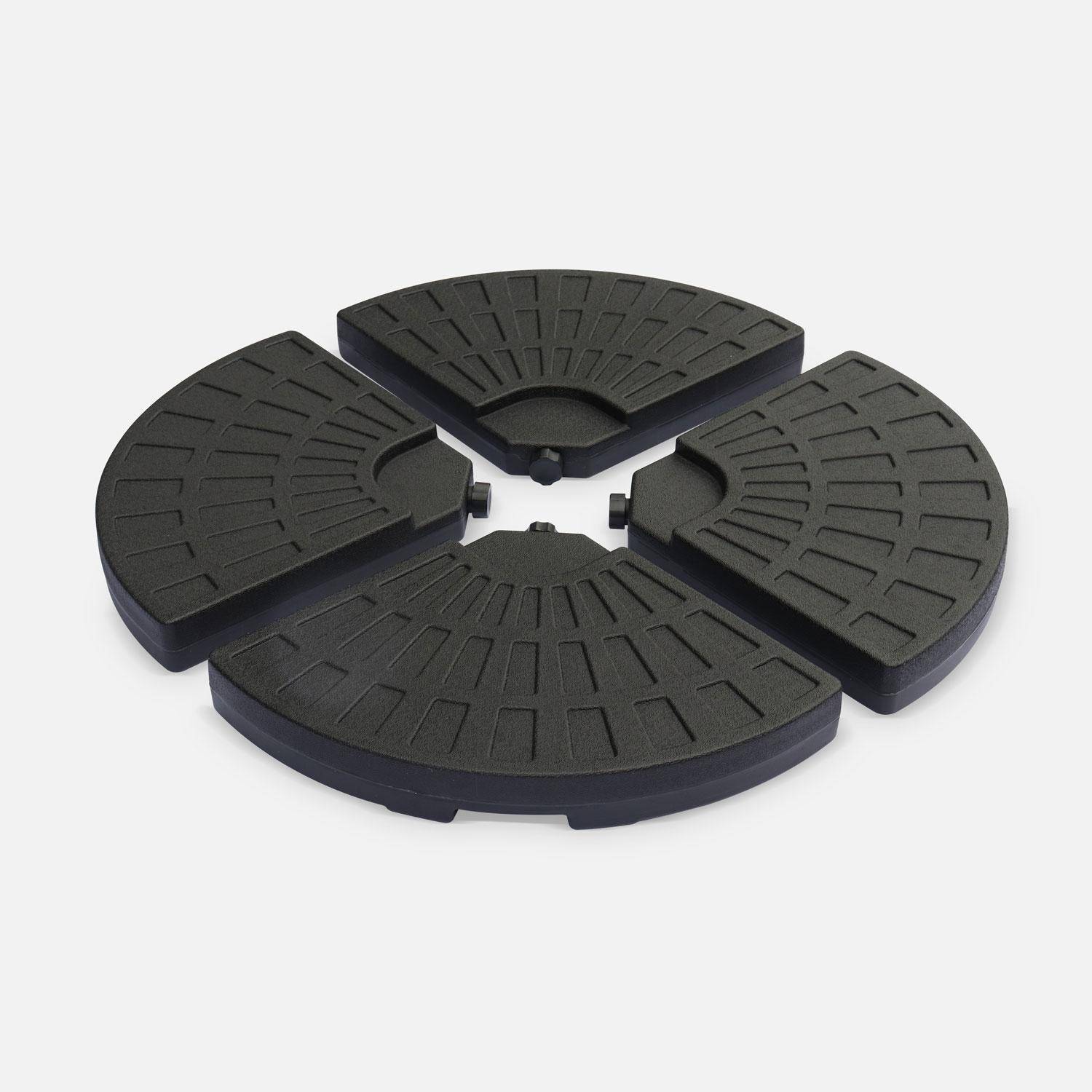 Base redondeada para parasol remoto - Losa lastrada para sombrilla de 48x48cm, set de 4