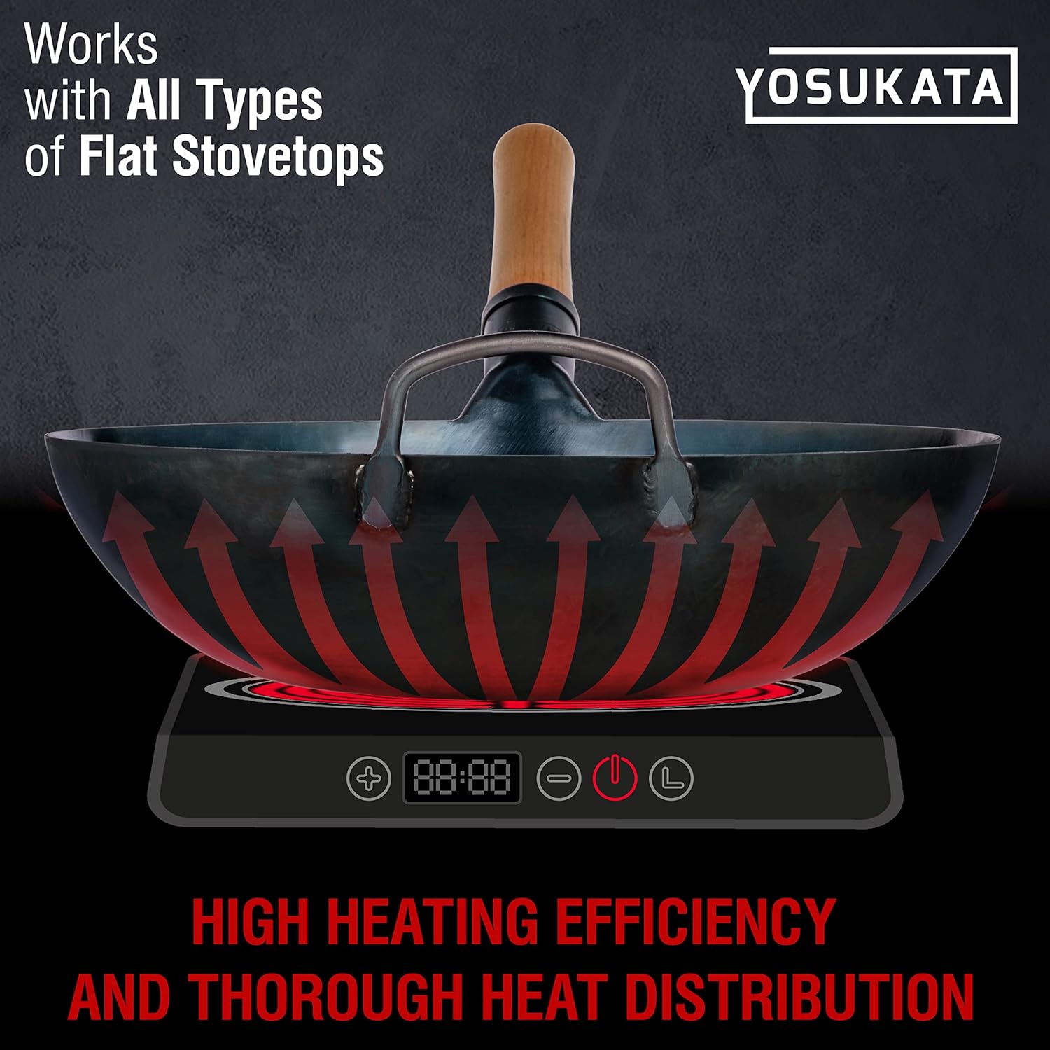 YOSUKATA Flat Bottom Wok Pan - 13.5