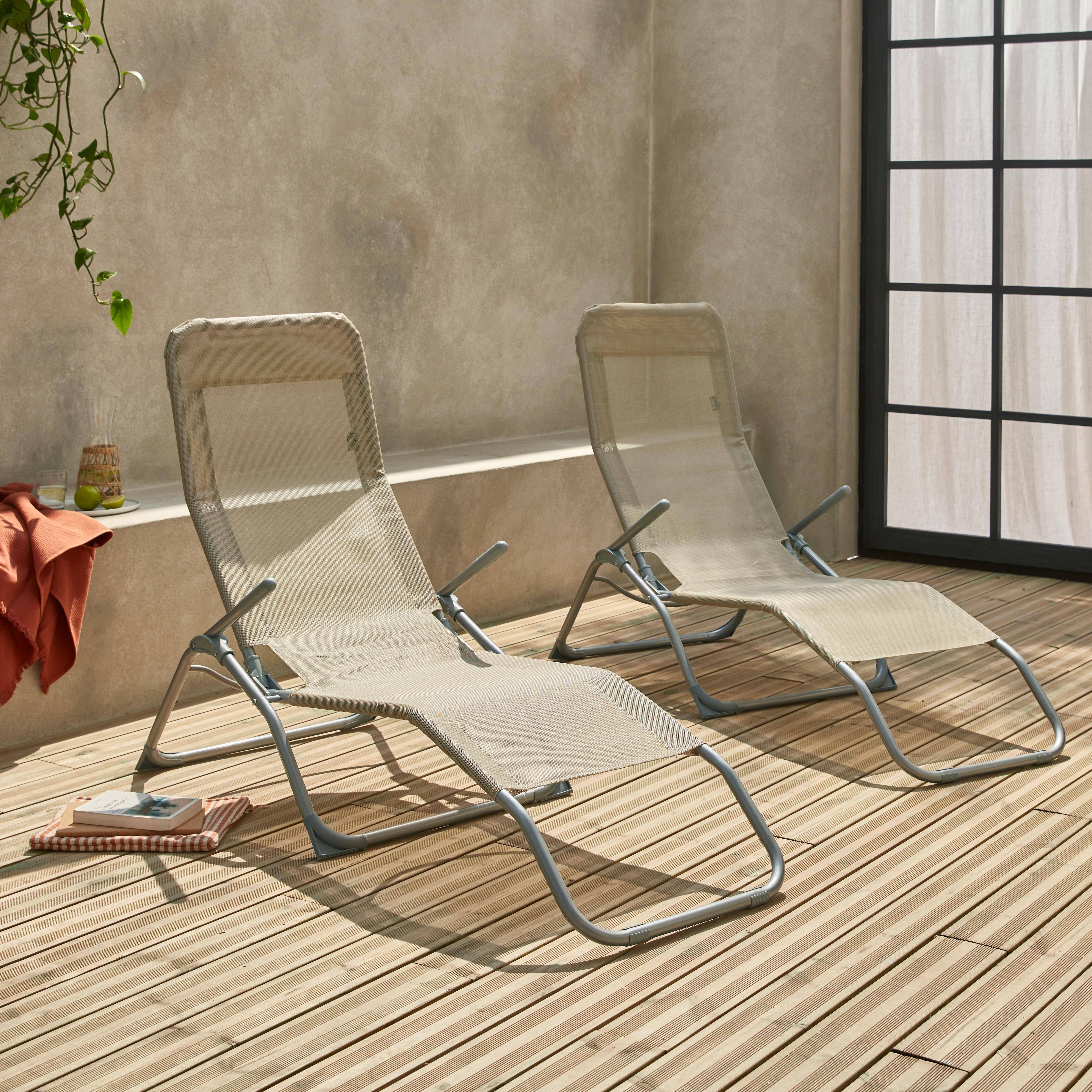 Levito - Tumbona plegable de textileno con 2 posiciones, set de 2