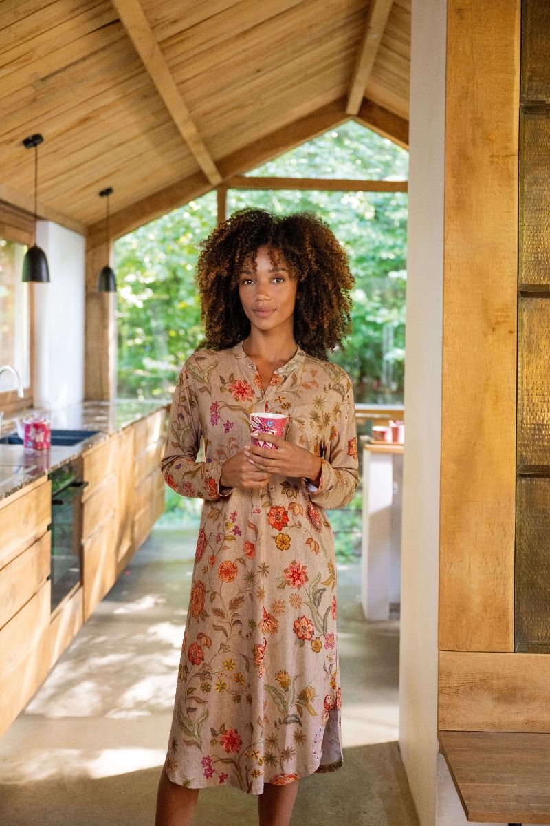 Diogo Long Sleeve Nightdress Coco Flower Sand