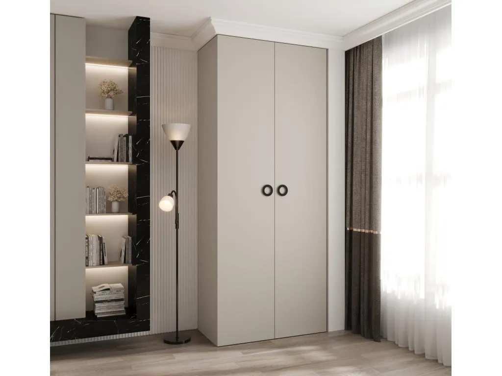 Armario Nidovia batiente de 2 puertas 245,5x100x40 cm en cachemira y negro xfr3430888