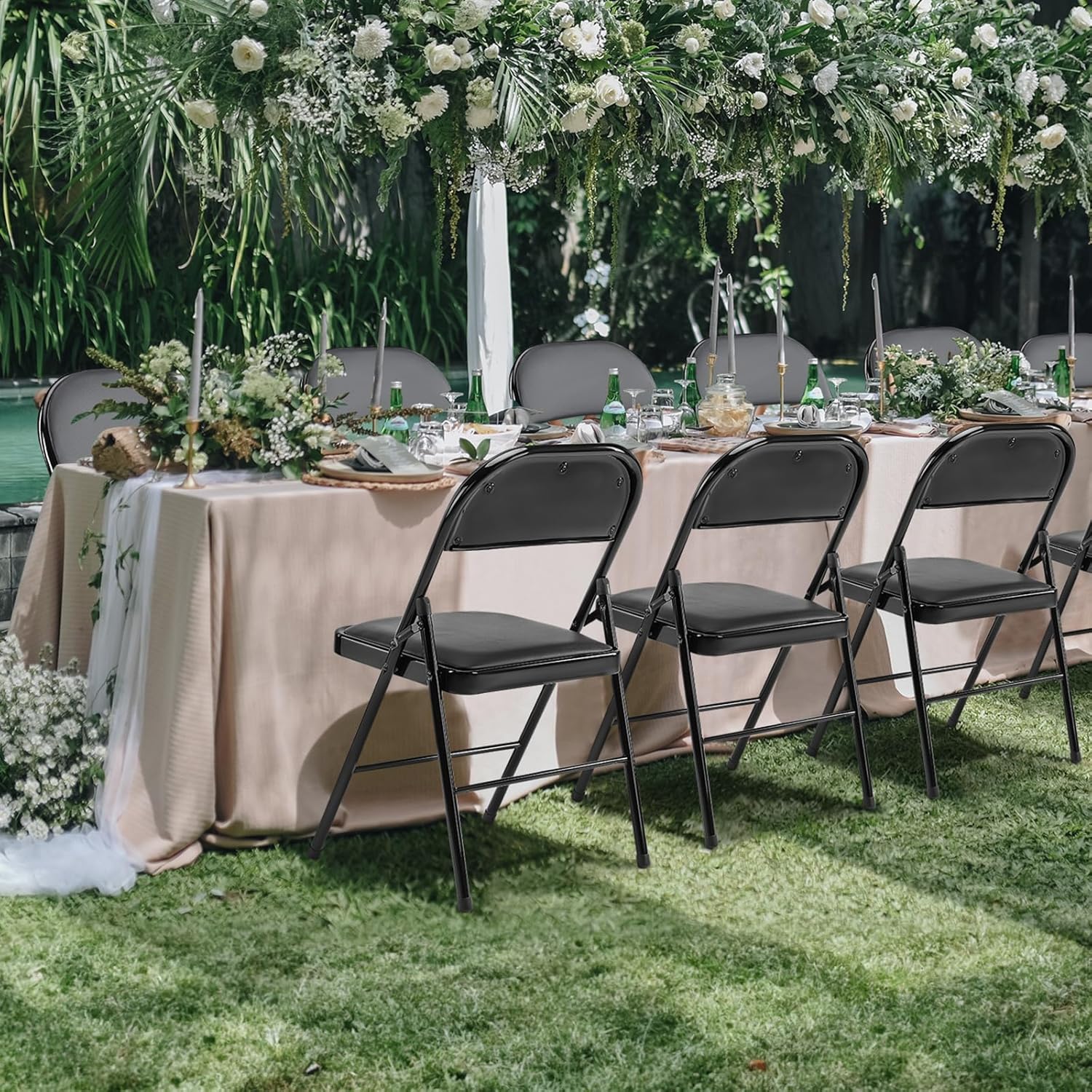 Sweetcrispy Folding Chair 12 Pack, Leather Padded Folding Chairs, Sturdy Metal Foldable Chairs