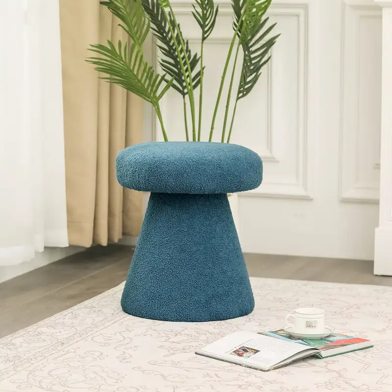 Adeco Large Soft Mushroom Ottoman - Versatile Foot Stool for Living Room and Bedroom