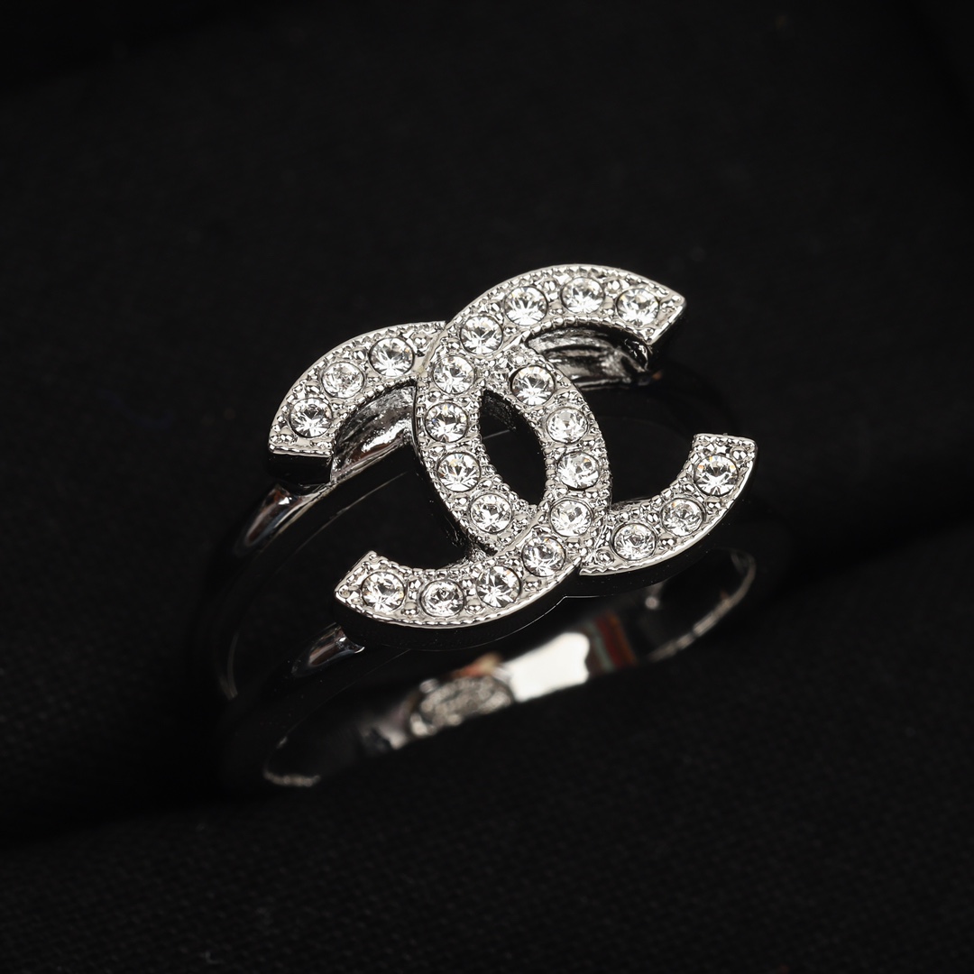 Chanel Silver Diamond Paved Coco Ring - Original Replica Club