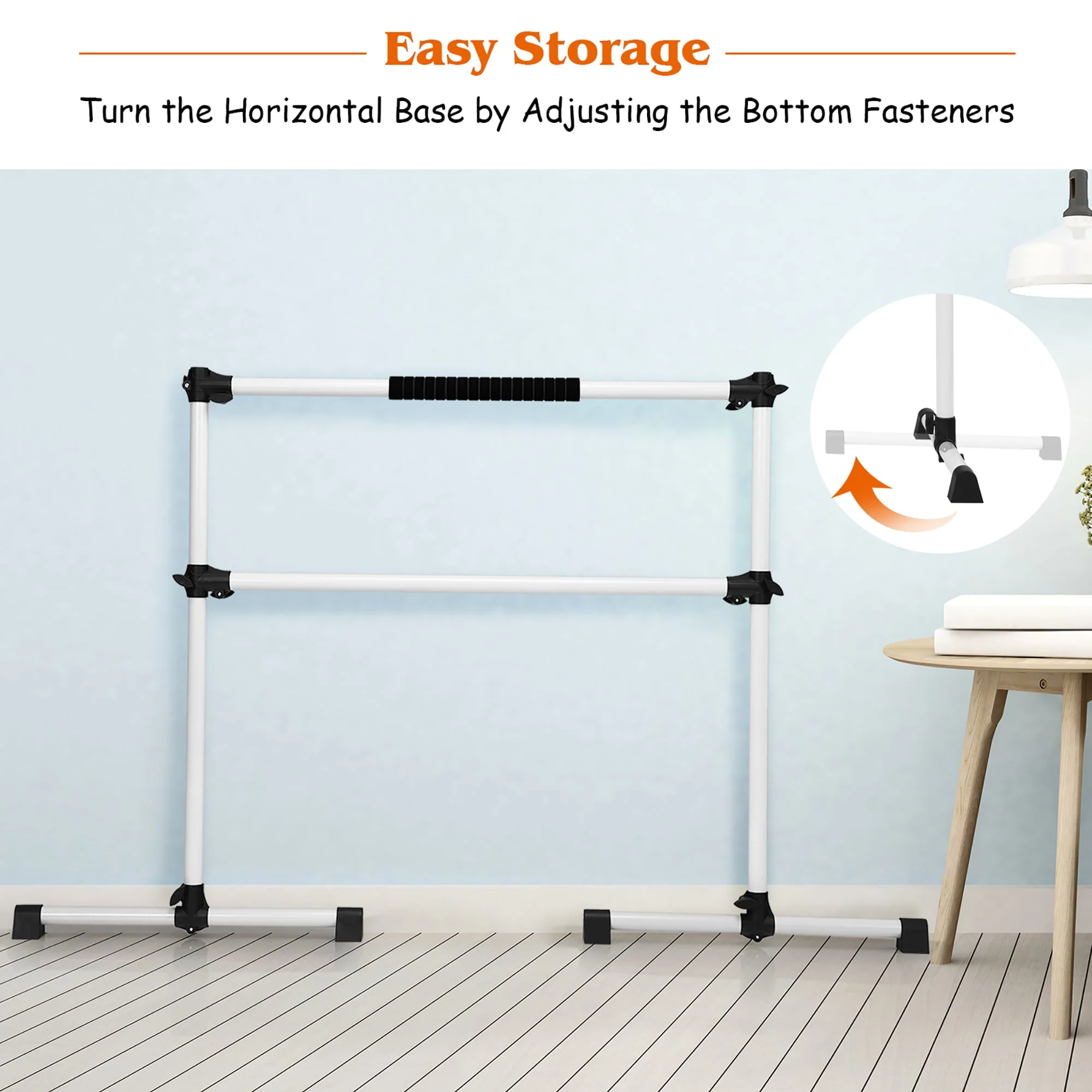 Goplus 4ft Portable Ballet Barre Freestanding Adjustable Double Dance Bar Silver - Image 8