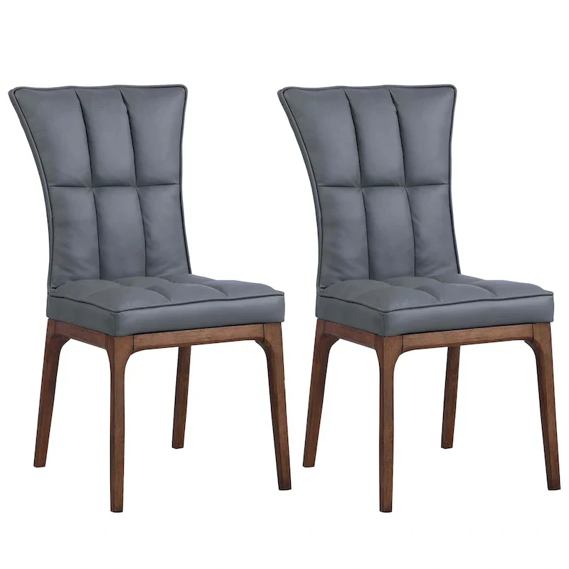 Set of 2 Contemporary Tufted Side Chairs with Sturdy Solid Wood Frame