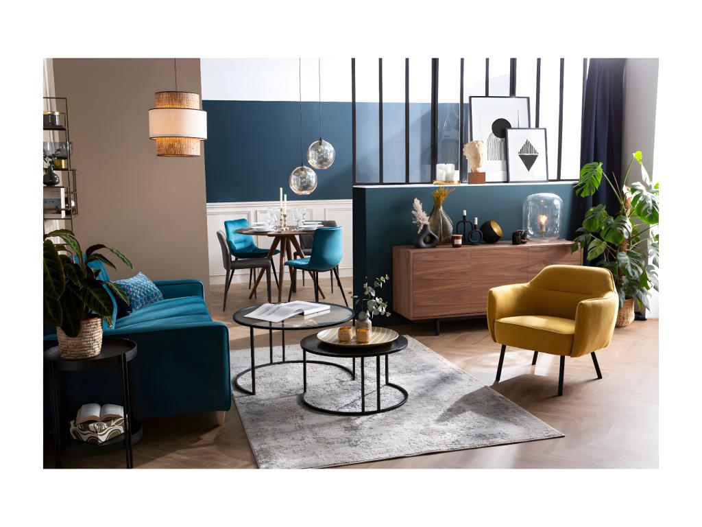 Sillón moderno de tela efecto aterciopelado gris oscuro Homelyvo
