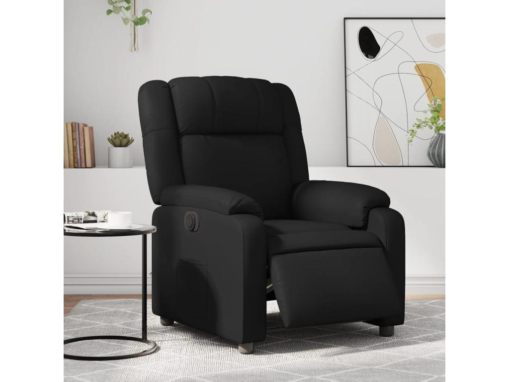 Sillón reclinable eléctrico de cuero sintético negro