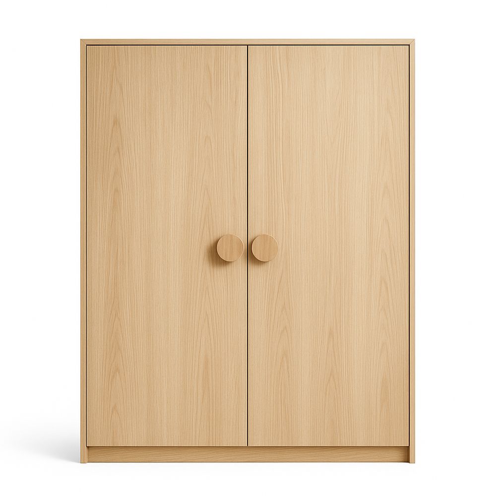 Armario moderno de madera,organización elegante,2 puertas,estilo escandinavo,120x80x40 cm,color natural