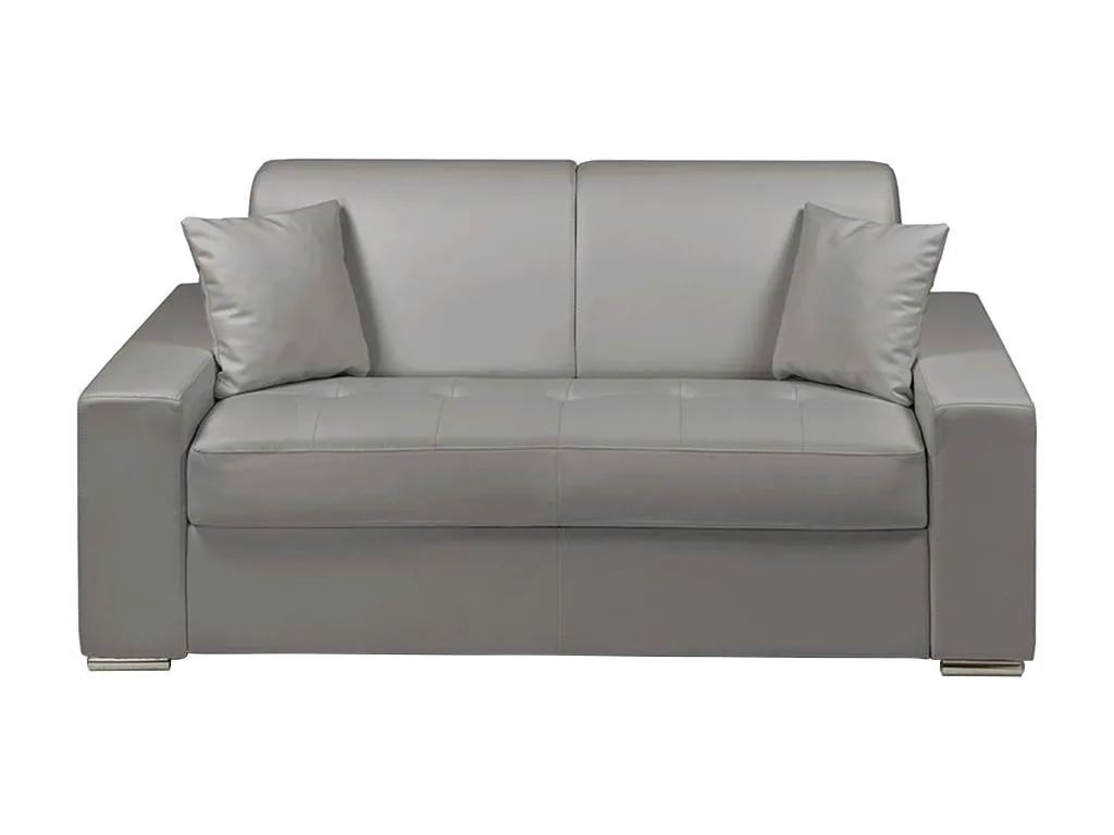 Sofá cama italiano 2 plazas piel sintética Francomuebleses - Gris - Cama 120 cm - Colchón 14 cm