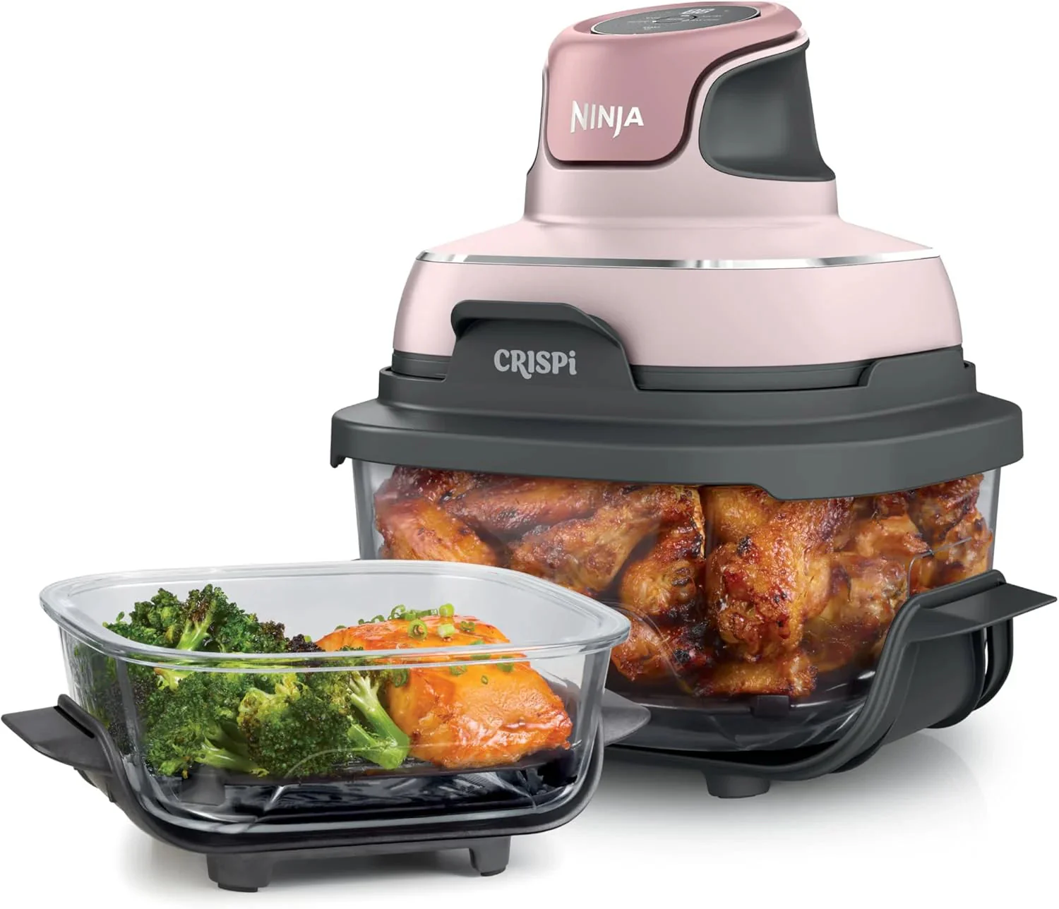 Ninja Crispi 4-in-1 Portable Glass Air Fryer Cooking System, 1500W, 4QT & 6-Cup TempWare Glass Containers with Storage Lids, Microwave, Freezer & Dishwasher Safe