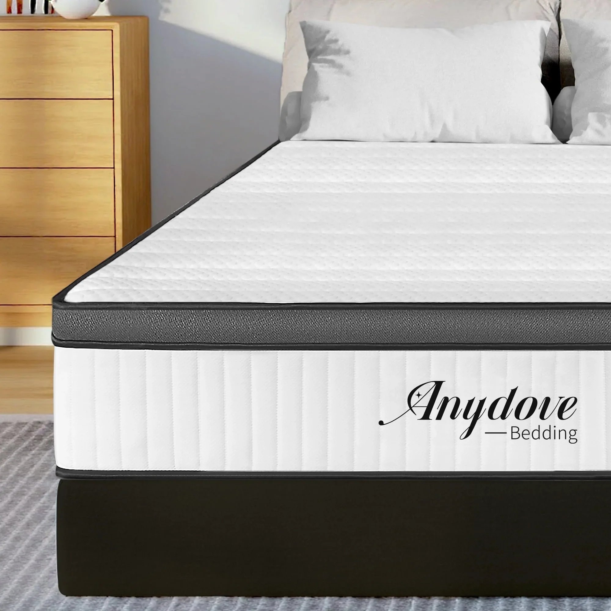Queen Mattress 10 inch, Hybrid Queen Size Mattress in a Box, Upgrade Innerspring Mattress Queen for Pressure Relief, Medium Firm