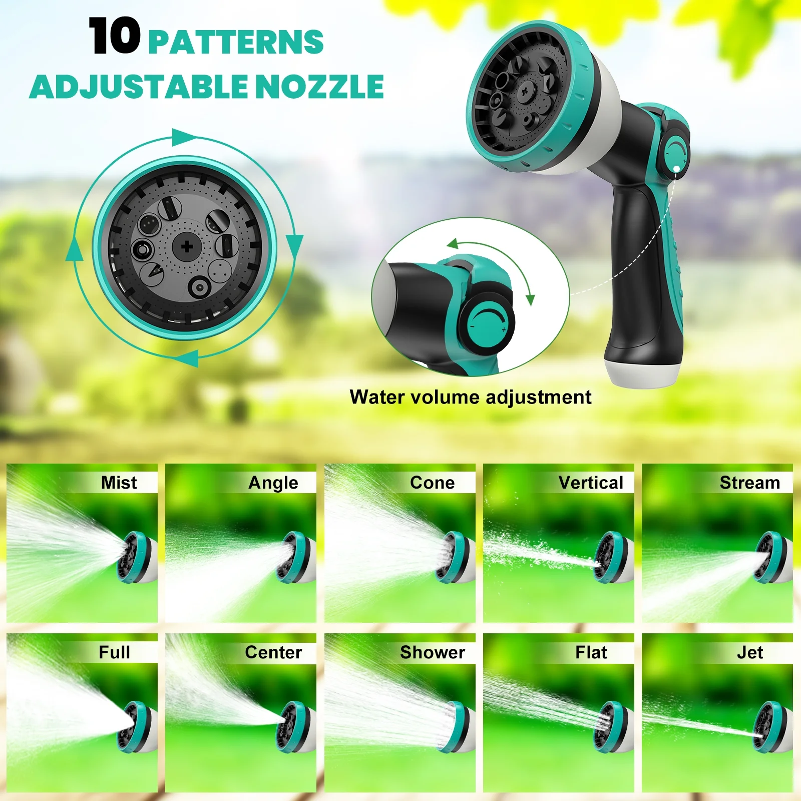 AUOSHI Retractable Garden Hose Reel 1/2" 100ft Automatic Hose Reel with 10 Function Sprayer Nozzle Wall Mount 180 Deg Swivel Bracket Hose Reel with Any Length Lock Slow Return System - Image 2