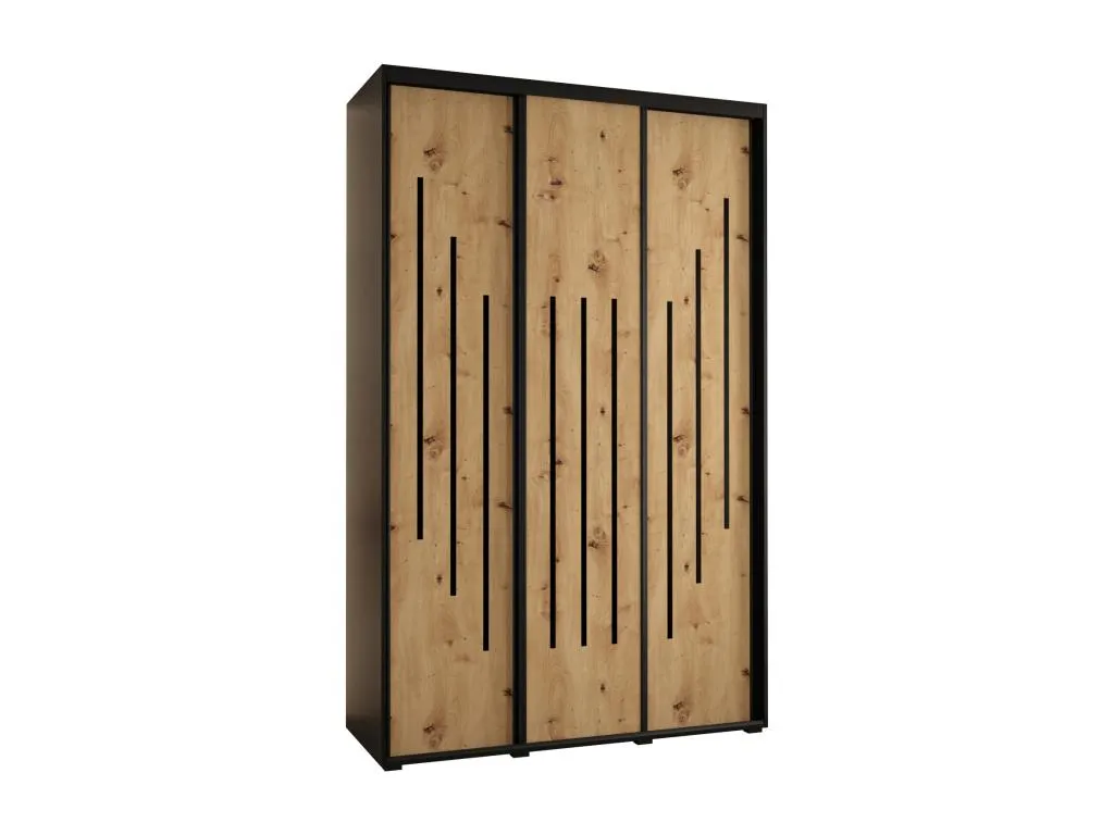 Armario corredizo de 3 puertas Decohoguera 235.2x160x60 cm diseño Negro Artisan OB6512007