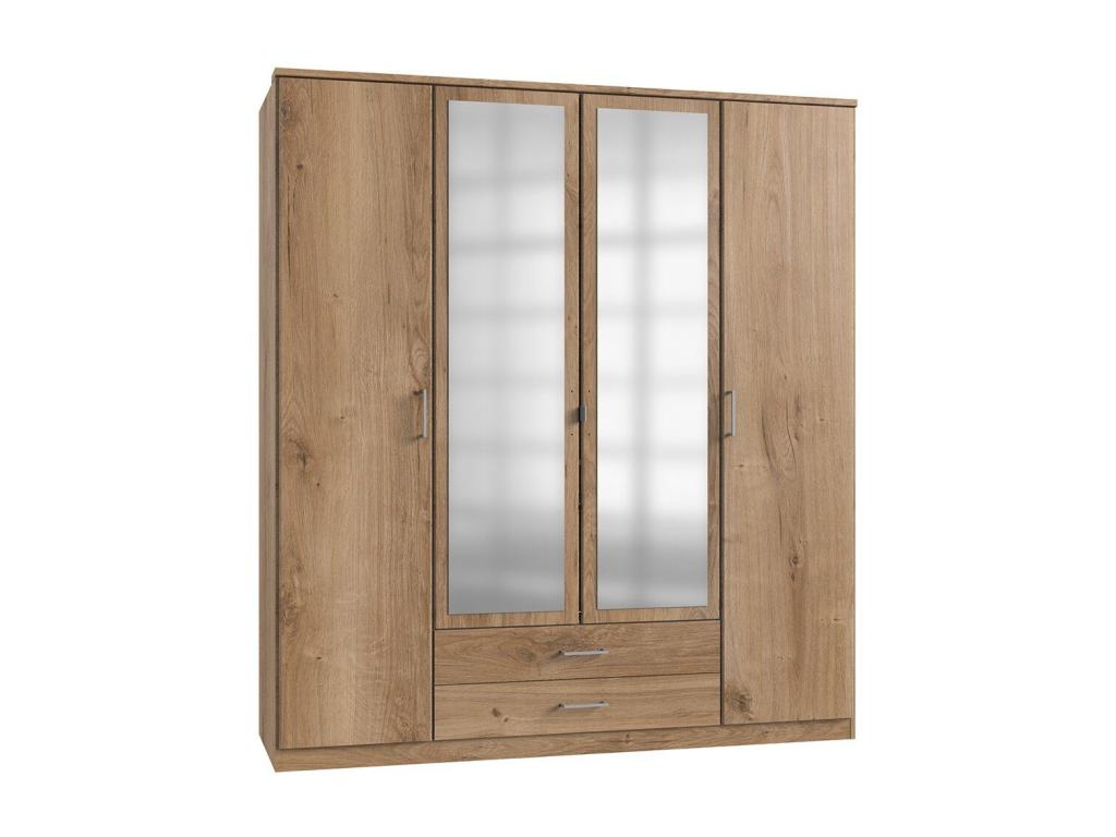 Armario 2 puertas 2 puertas espejo y 2 cajones - L179 cm
