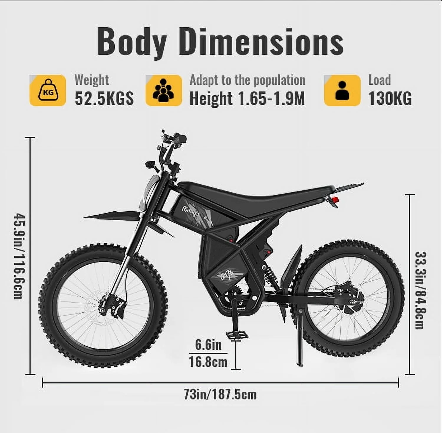 GT73 Electric Bike for Adults, 2000W UL 2849 Electric Dirtbike with 25" Motorcycle Tires,48V36.4AH Dual Battery EBike, Max 37 mph & 85 mile Long Range, Dual Hydraulic Brakes & Full Suspension - Image 10