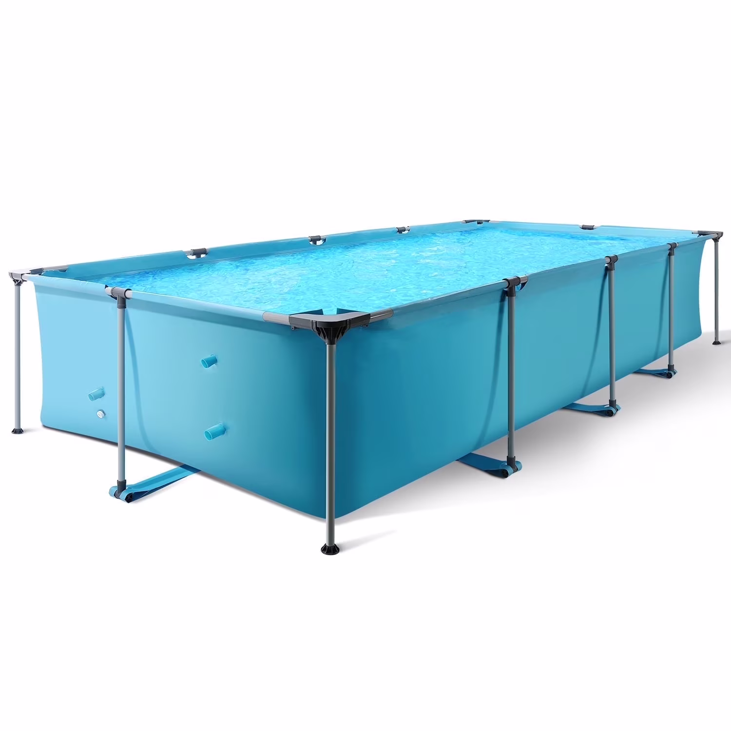 15FT Rectangular Frame Swimming Pool Metal Outdoor Backyard Above Ground Pool Family Adults Splash