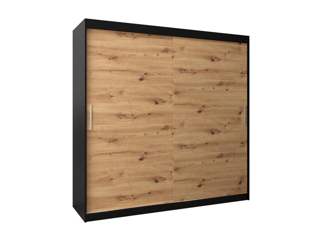 Armario TOKYO de puertas correderas 200/200/62 2 puertas (negro/artisan)