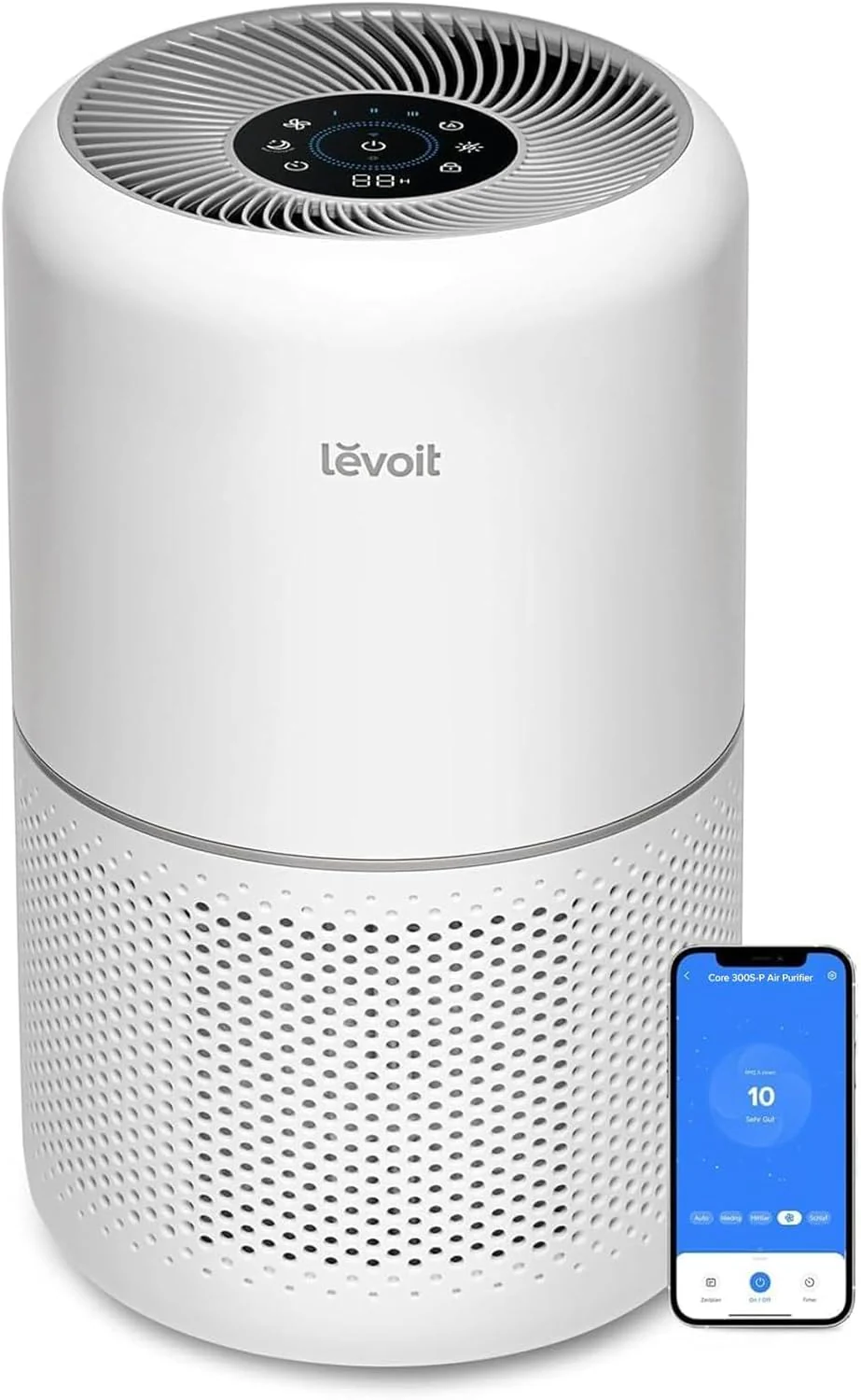 LEVOIT Air Purifier for Home Allergens Pet Hair in Bedroom, Covers Up to 1073 ft² by 56W High Torque Motor, AHAM VERIFIDE, 3-in-1 Filter with HEPA Sleep Mode, Remove Dust Smoke Odor, Core300-P, White