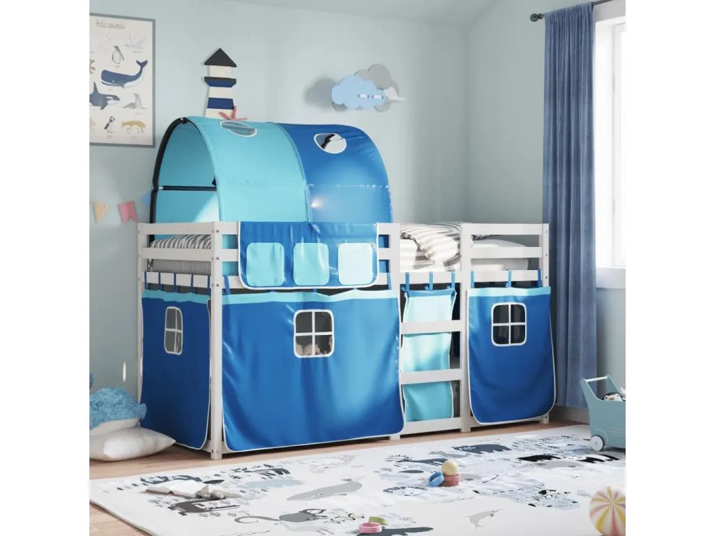Litera con cortinas Vivircalido maciza de Vivircalido azul 75x190 cm 22549dnwe