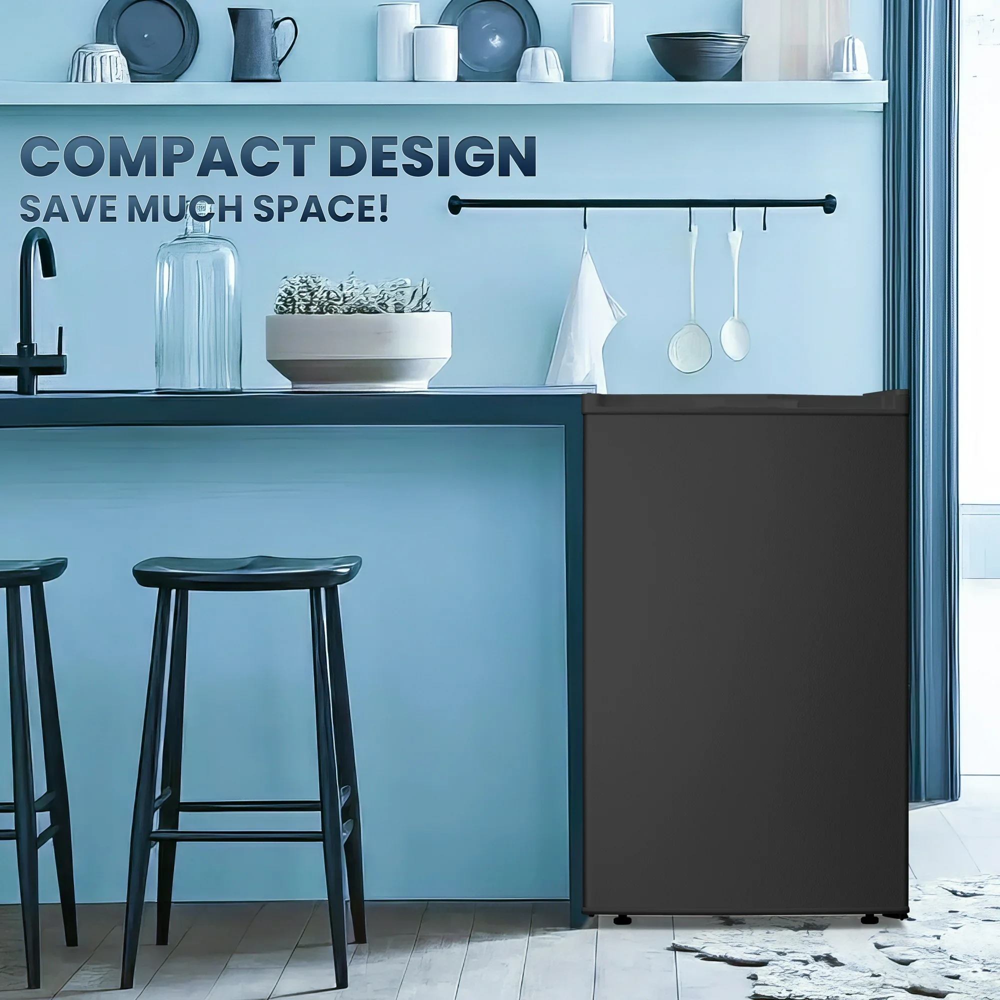Electactic Upright Freezer, Energy Saving 3.0 Cu.ft Single Door Compact Upright Freezer with Reversible Door(Black) - Image 2