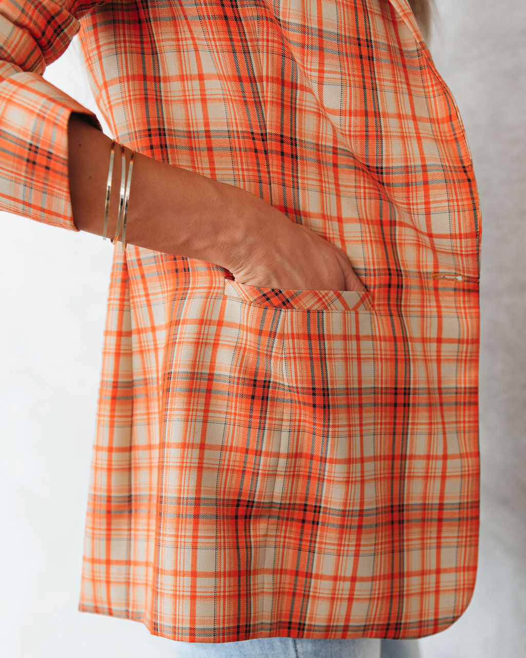 Making Headlines Plaid Pocketed Blazer - SALE - Se7enfashion