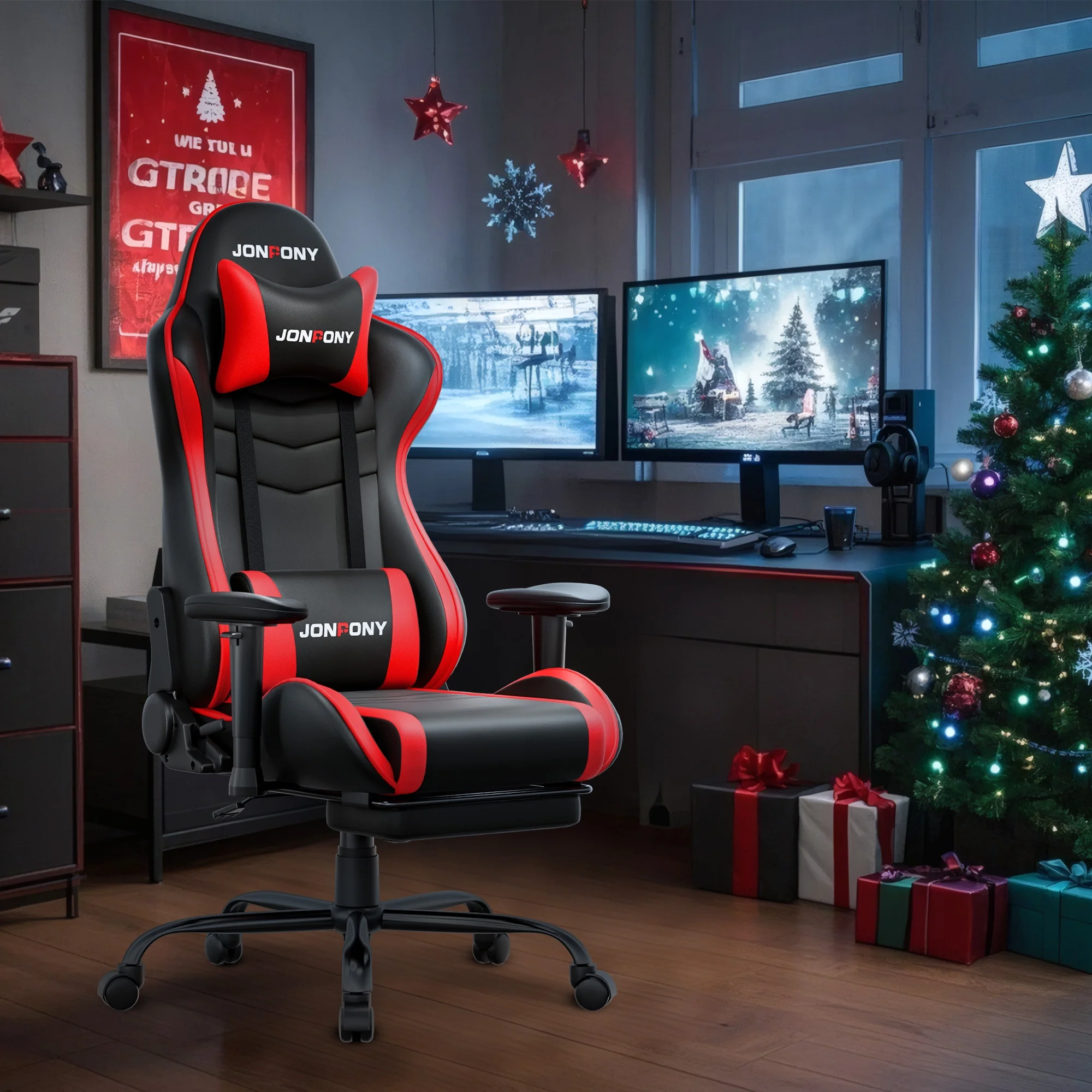 JONPONY Big and Tall 500LBS Gaming Chair, Ergonomic Design, Gamer Chair PU Leather with Footrest and Lumbar Support, High Back Office Chair Support 8 Hours Long Sitting, Computer Chair,Red - Image 16