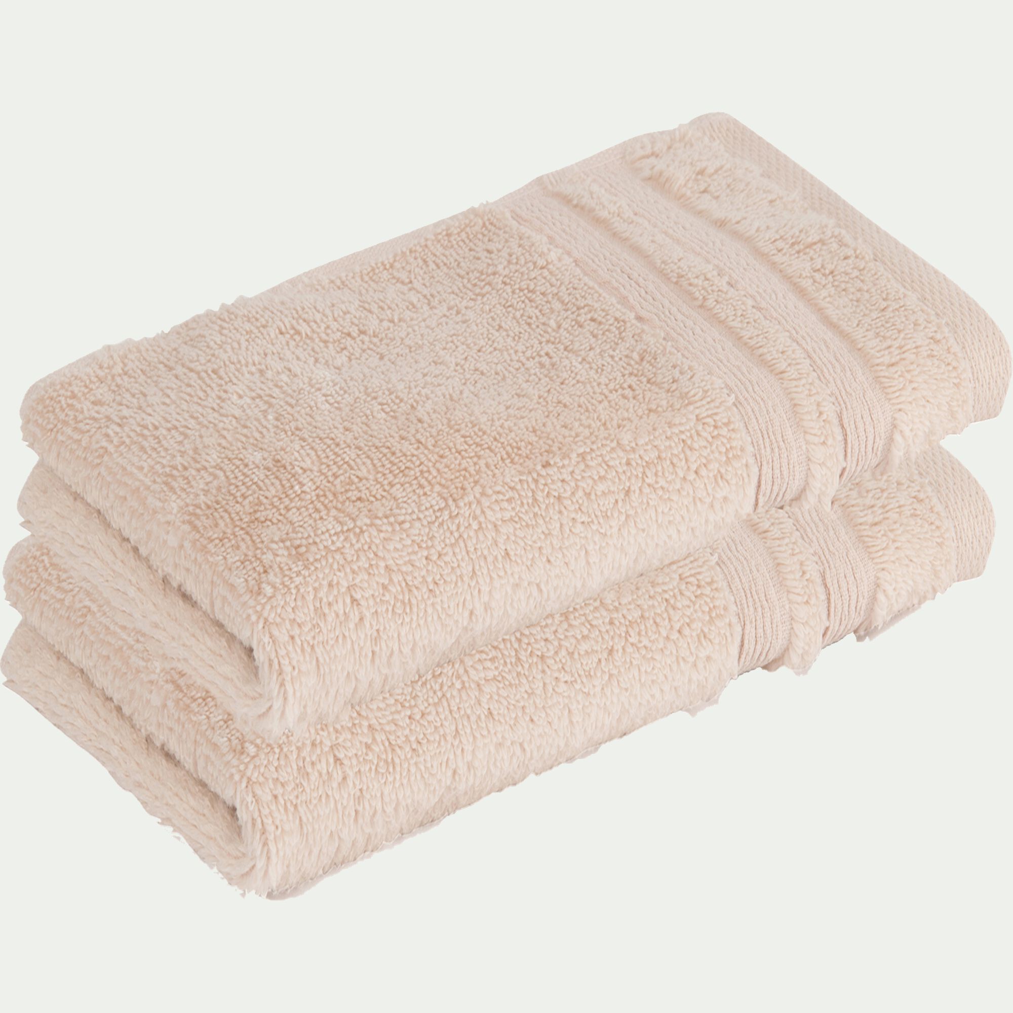 NOUN - Lot de 2 serviettes invité bouclette en coton - rose grège 30x50cm