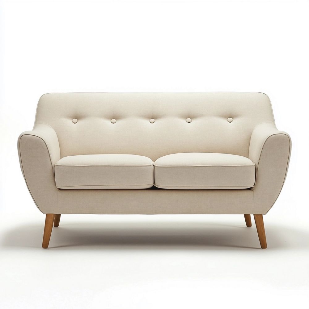 Sofá de Tela para Sala de Estar Estilo Retro Crema