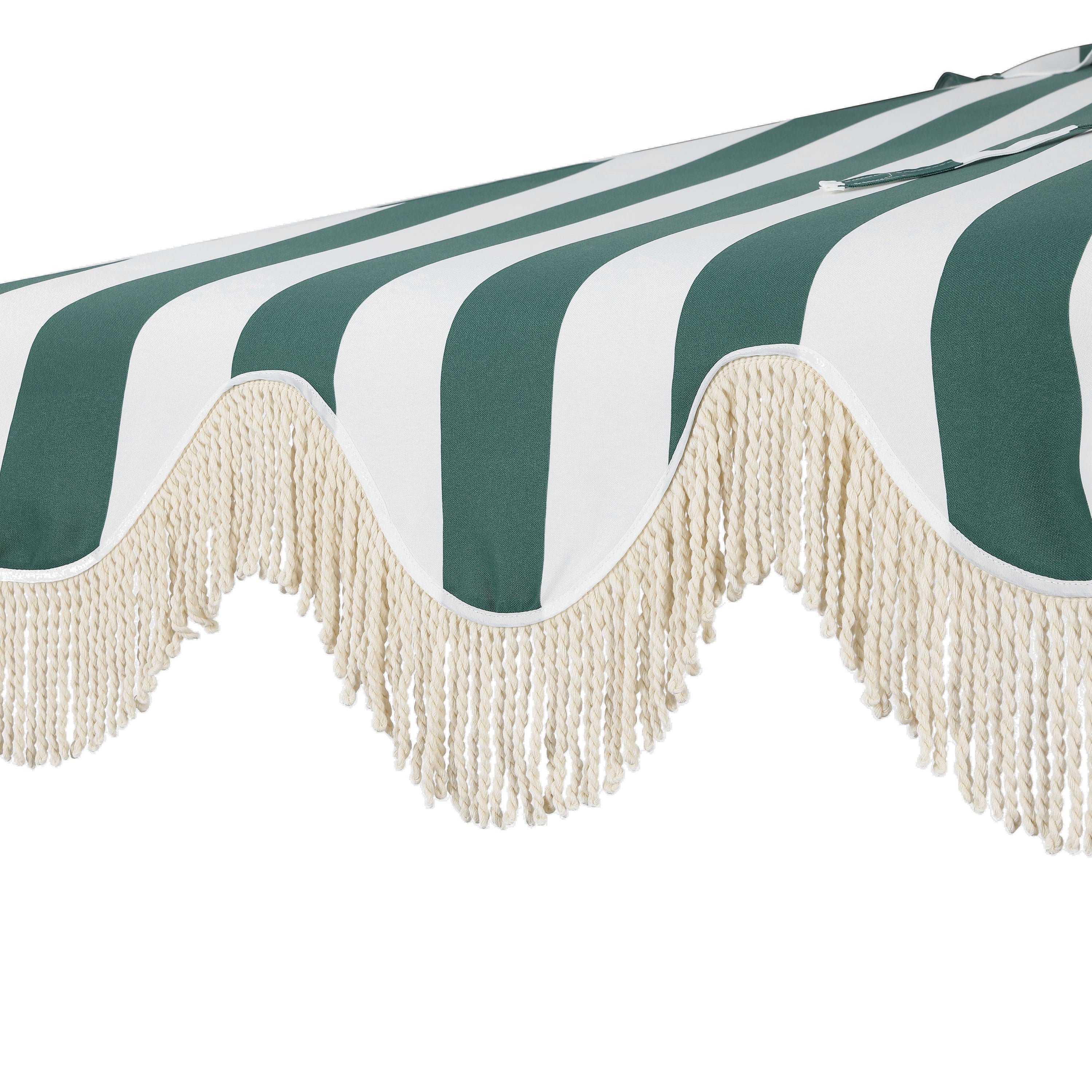 JONATHAN Y Beverly 9 ft. Half Market Patio Umbrella, Designer Classic Scalloped Fringe with Crank, Tilt Button and UV Protection, Blue/White/Cream, Dark Brown Pole - Image 30
