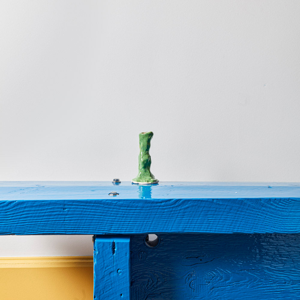 Bougeoir en céramique émaillée - Vert