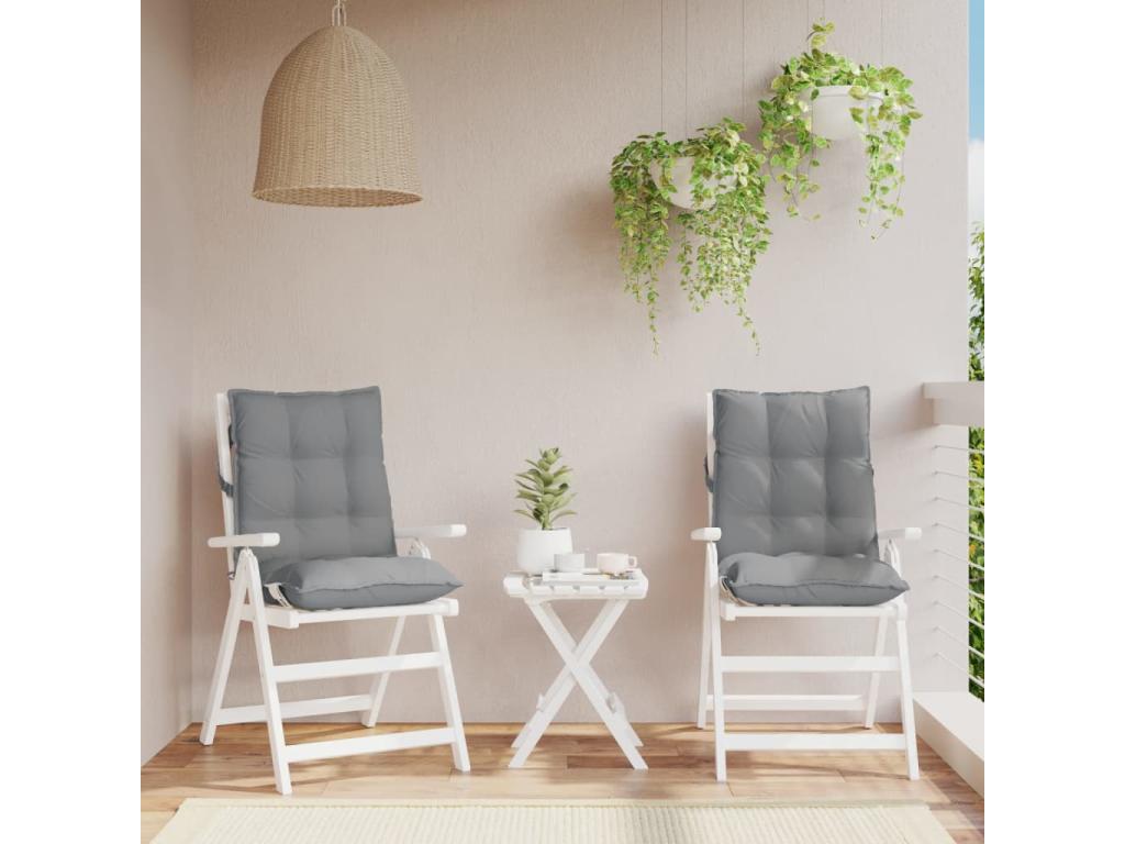 Cojines para silla con respaldo bajo 2 uds tela Oxford gris