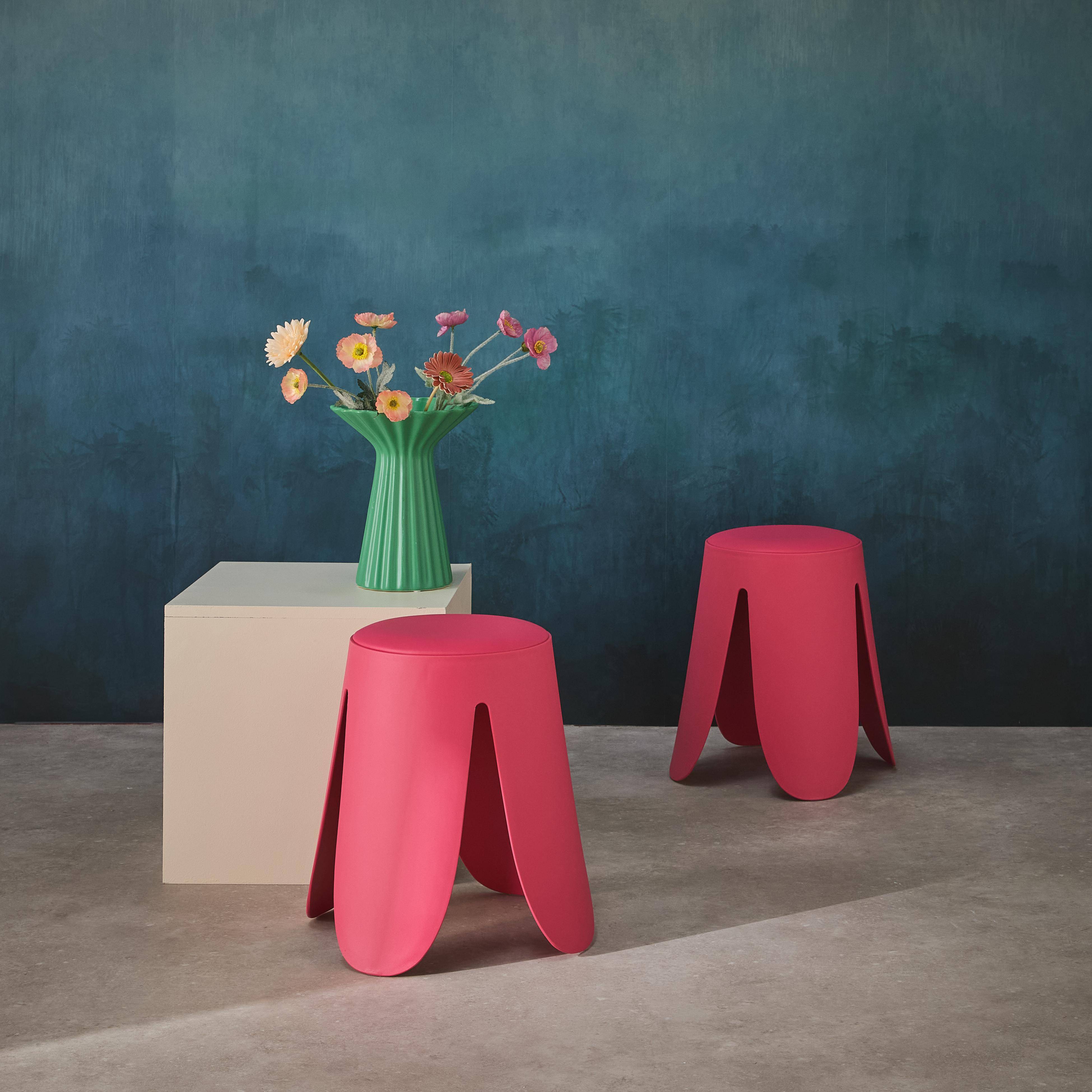 Niki - Taburete apilable cuero sintético, set de 2