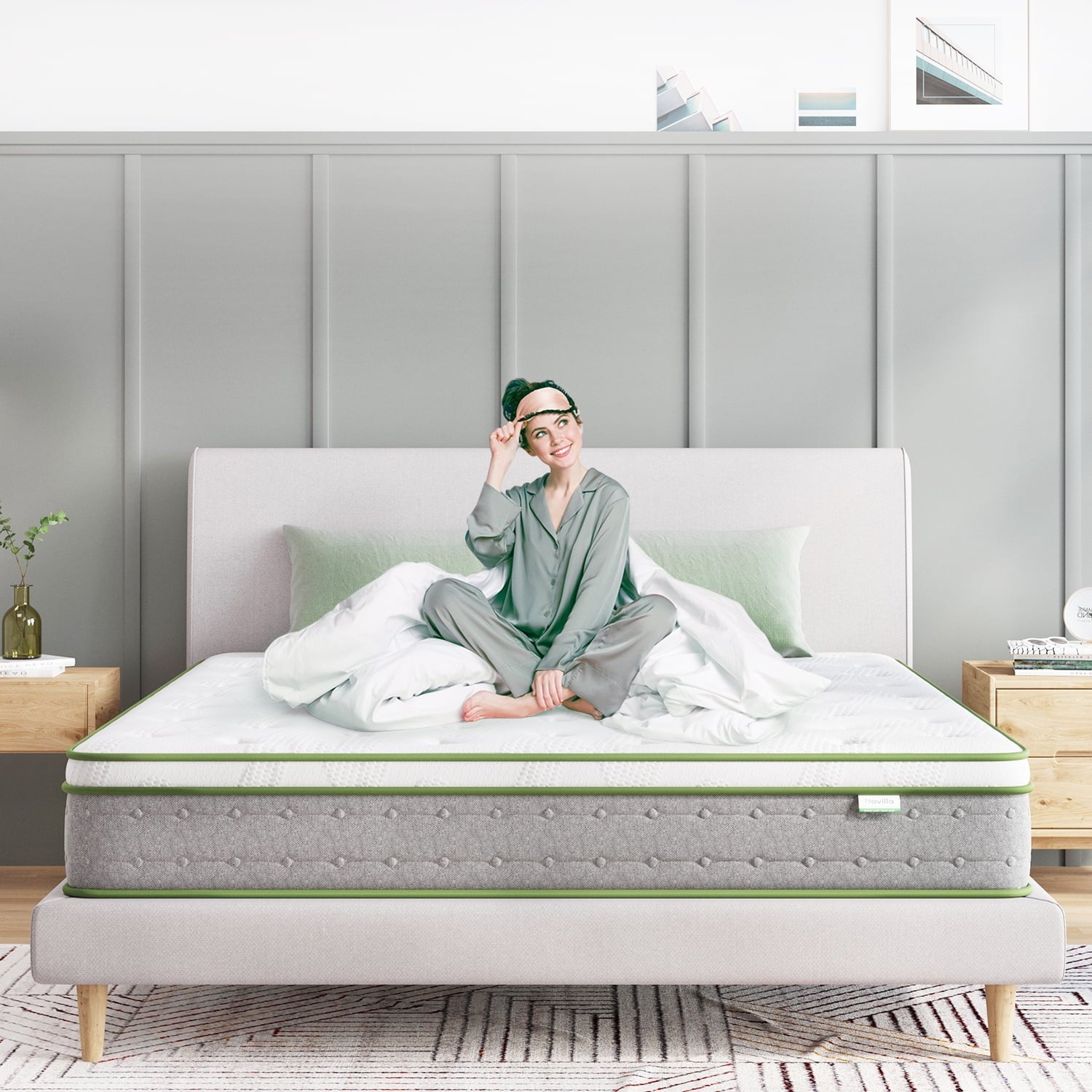 10'' Pocket Spring Hybrid Mattress in a Box for Cool Sleep. Queen Size Mattress