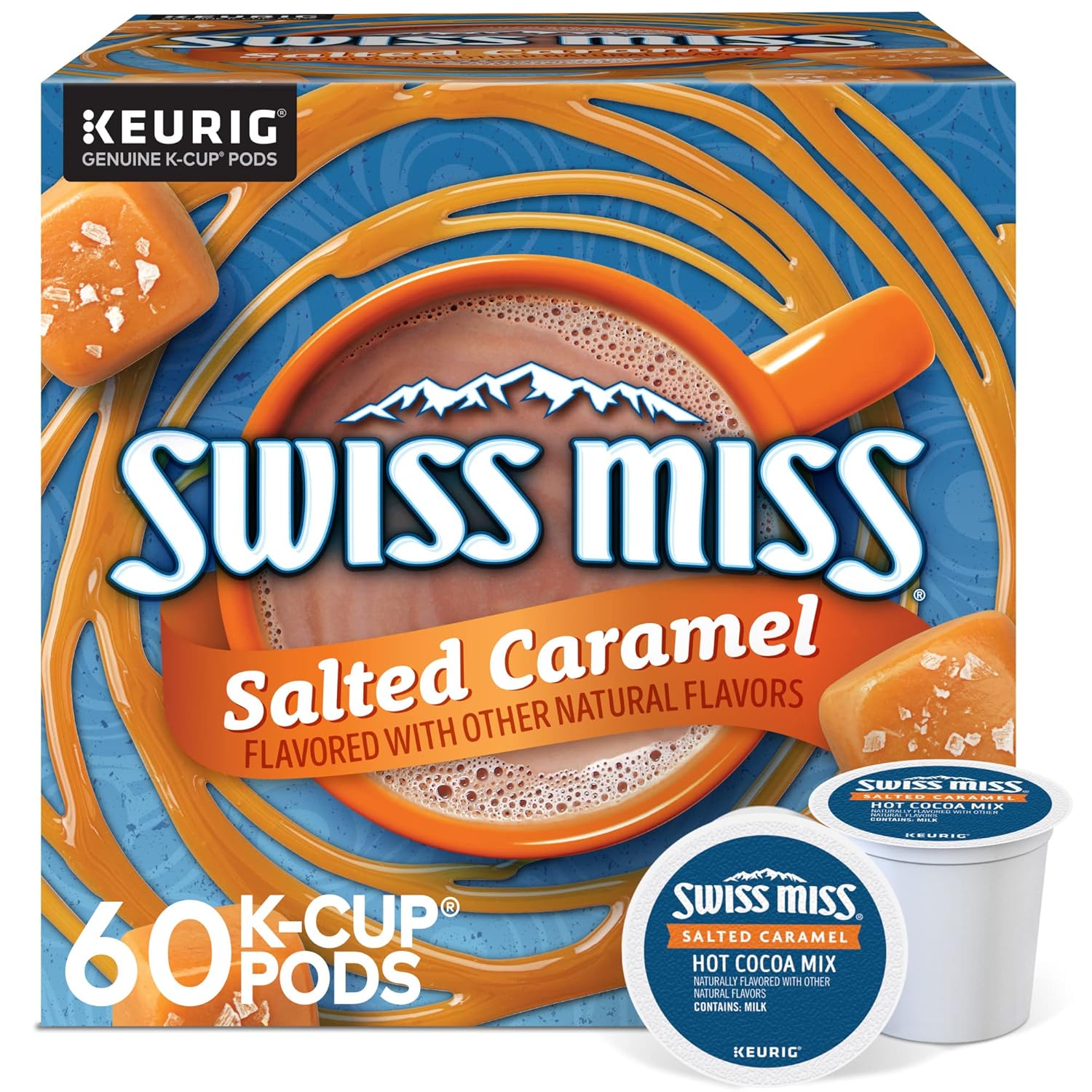 Swiss Miss Salted Caramel Hot Cocoa. Keurig Single Serve K-Cup Pods. 10 Count (Packs of 6)