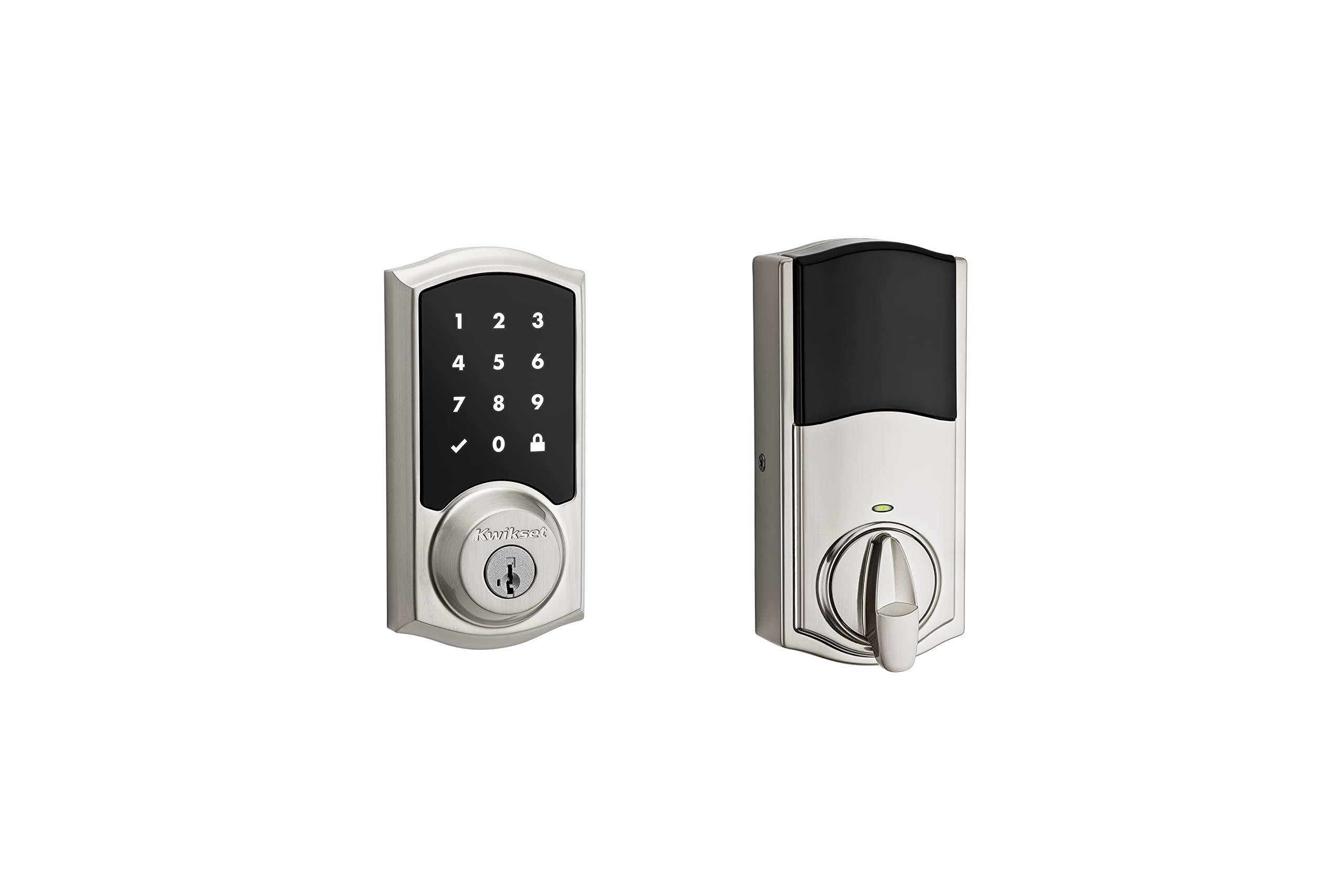 Kwikset 916 Traditional Touchscreen SmartCode Electronic Deadbolt Smart Lock Featuring SmartKey Security and Zigbee 3.0 Technology in Satin Nickel(Satin Nickel)