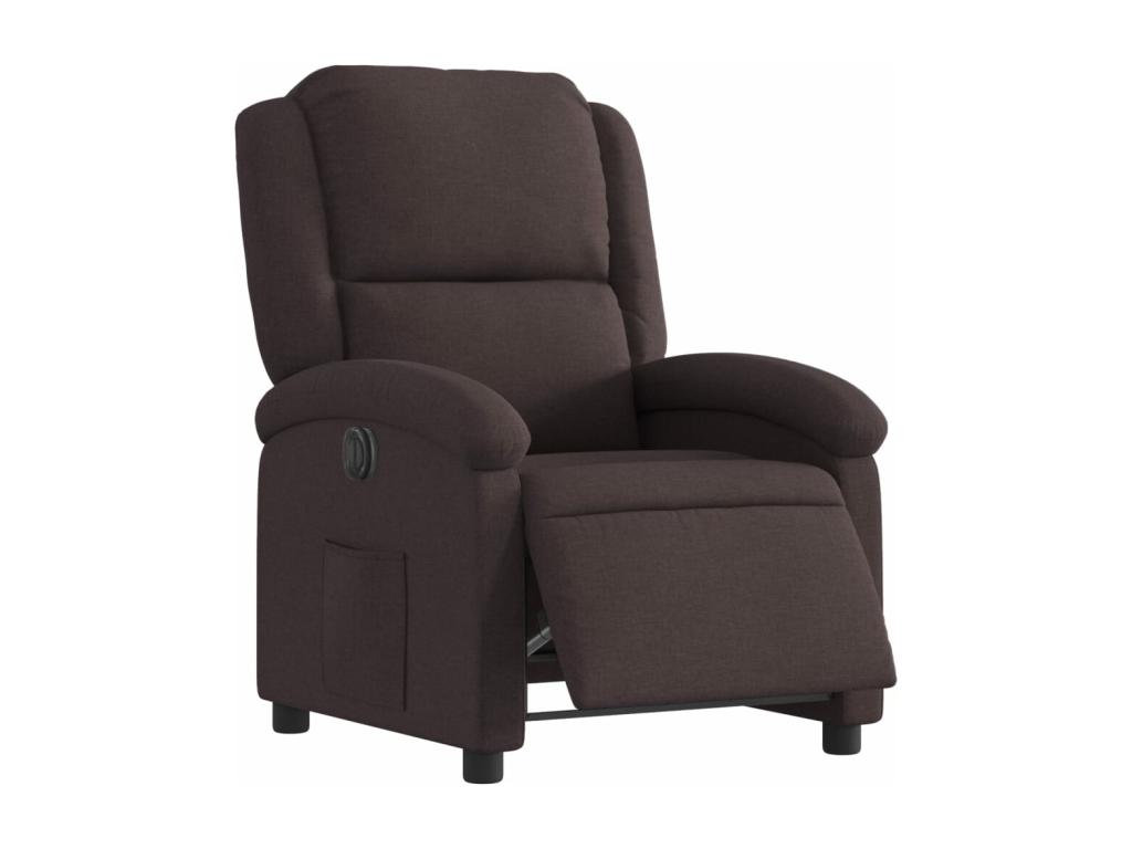 Sillón reclinable eléctrico tela marrón oscuro